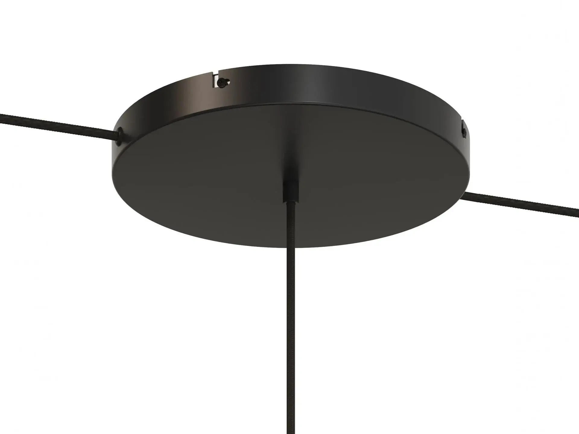 Plafondkap metaal plat model - zwart - 30 cm - met beugel met 1 midden gat en 2 zij gaten