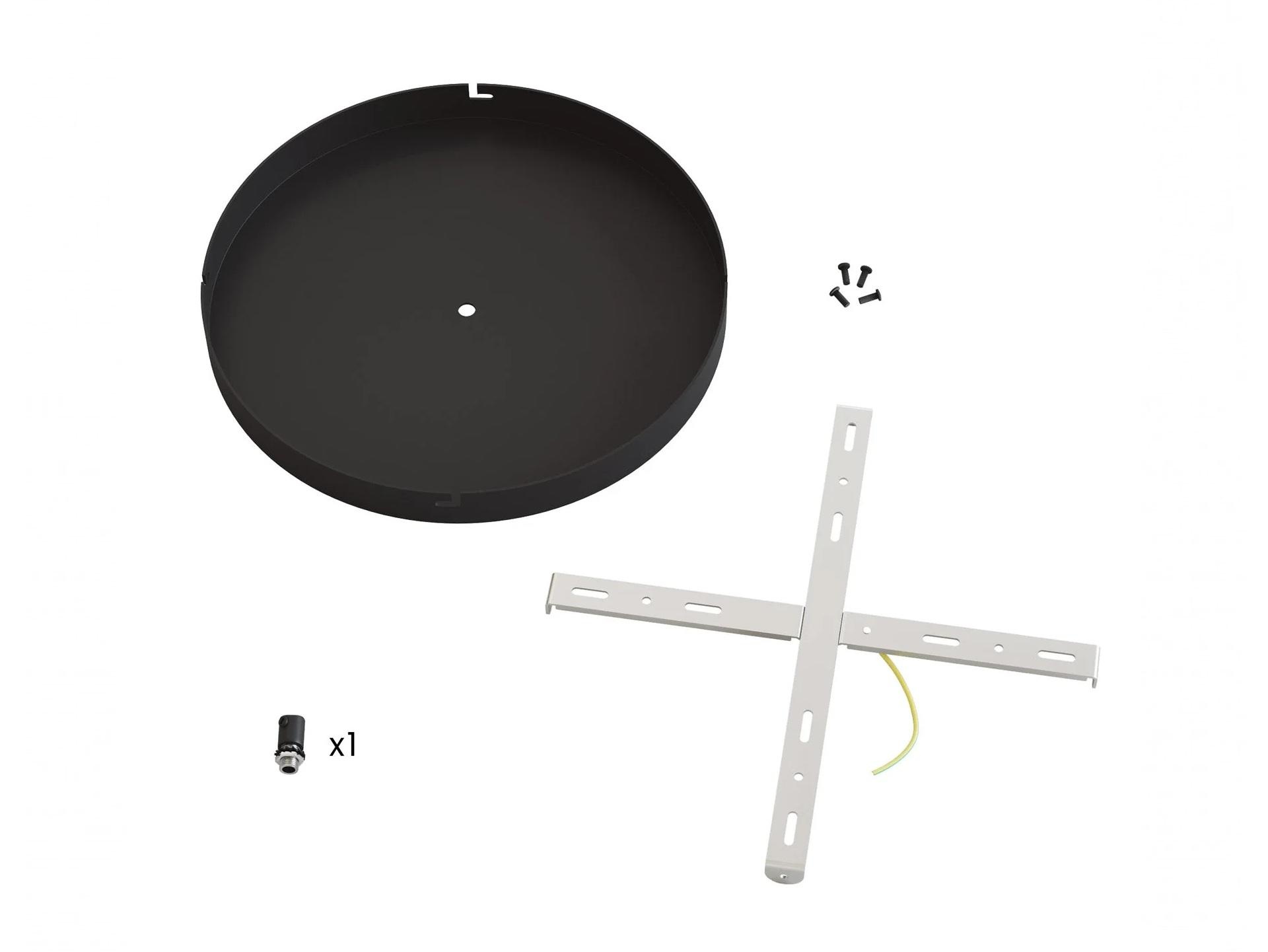 Plafondkap metaal plat model - zwart - 30 cm met beugel