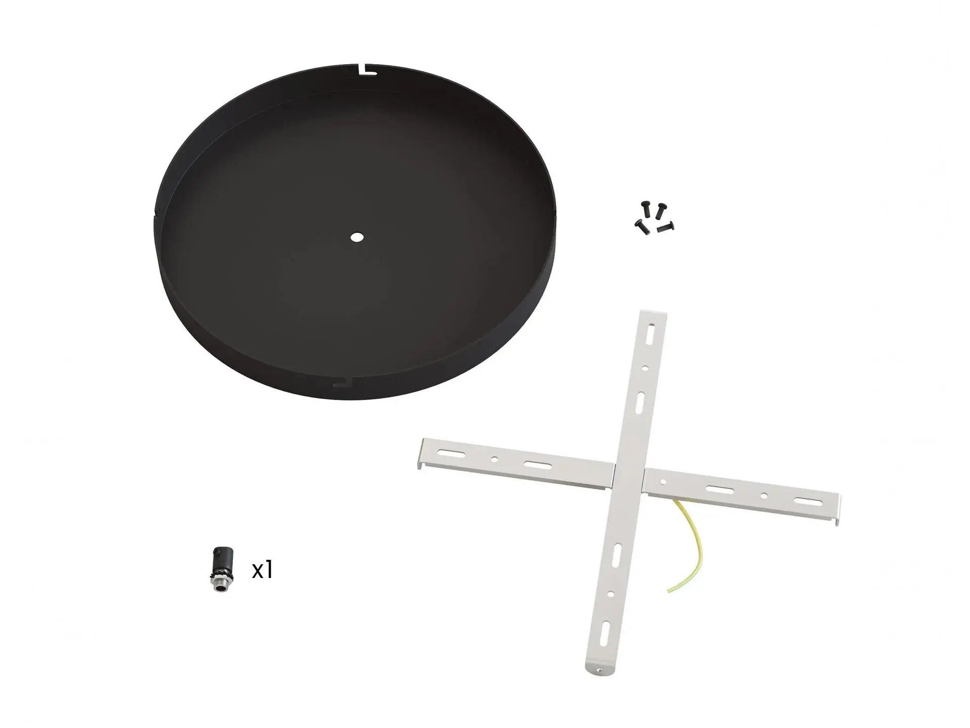 Plafondkap metaal plat model - zwart - 30 cm met beugel
