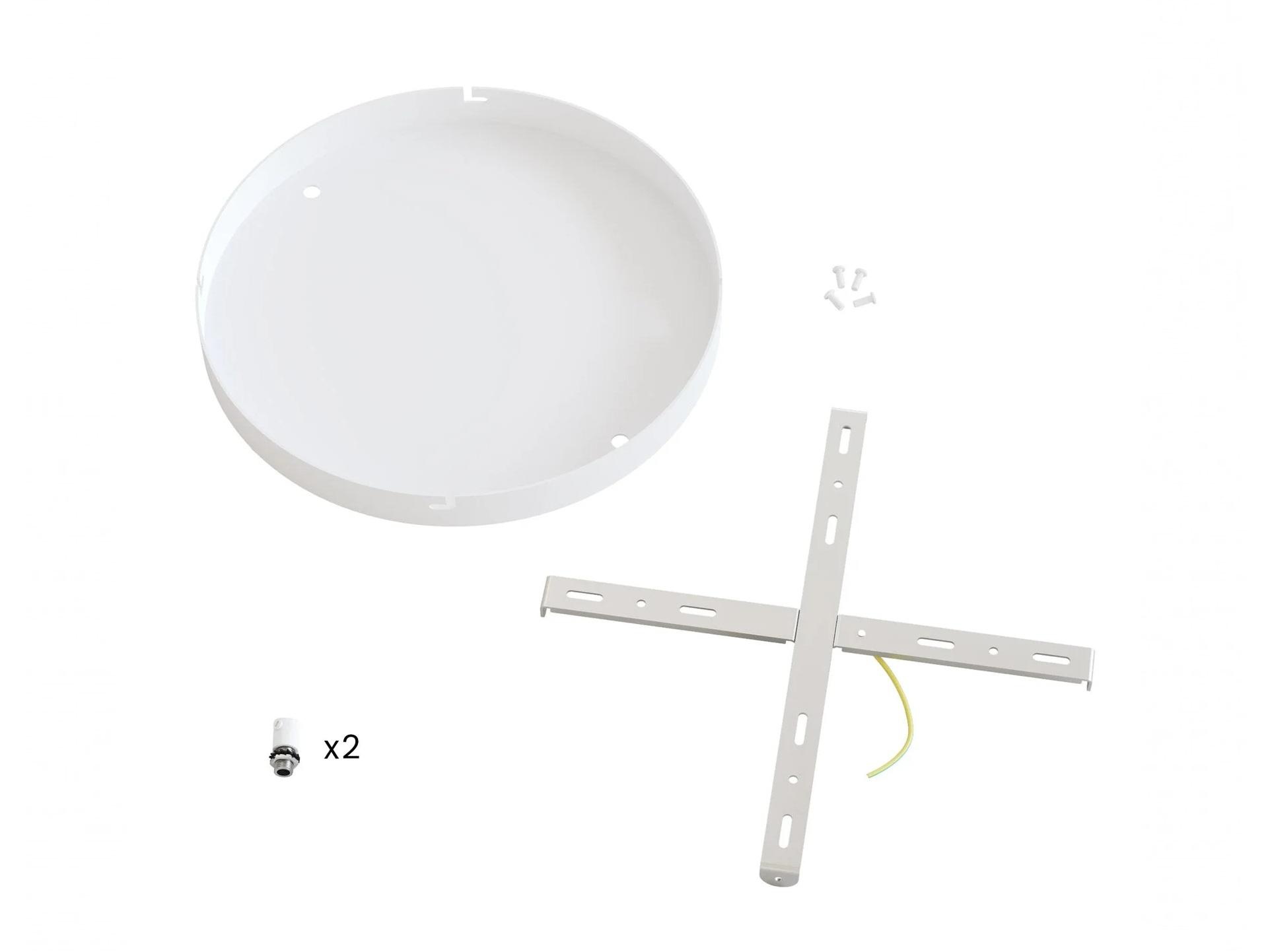 Plafondkap metaal plat wit met 2 gaten en beugel - XL - 30cm