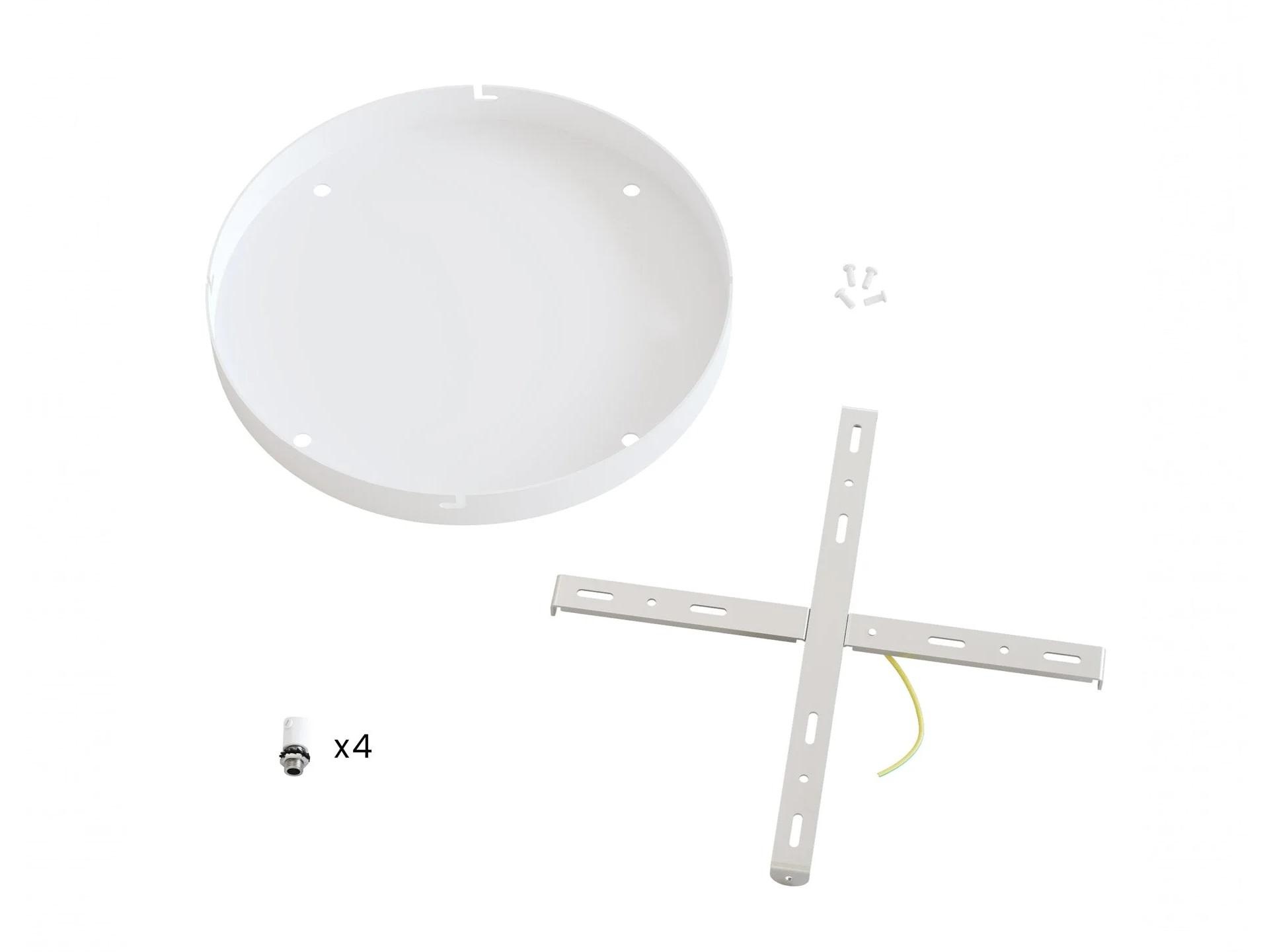 Plafondkap metaal plat wit met 4 gaten en beugel - XL - 30cm
