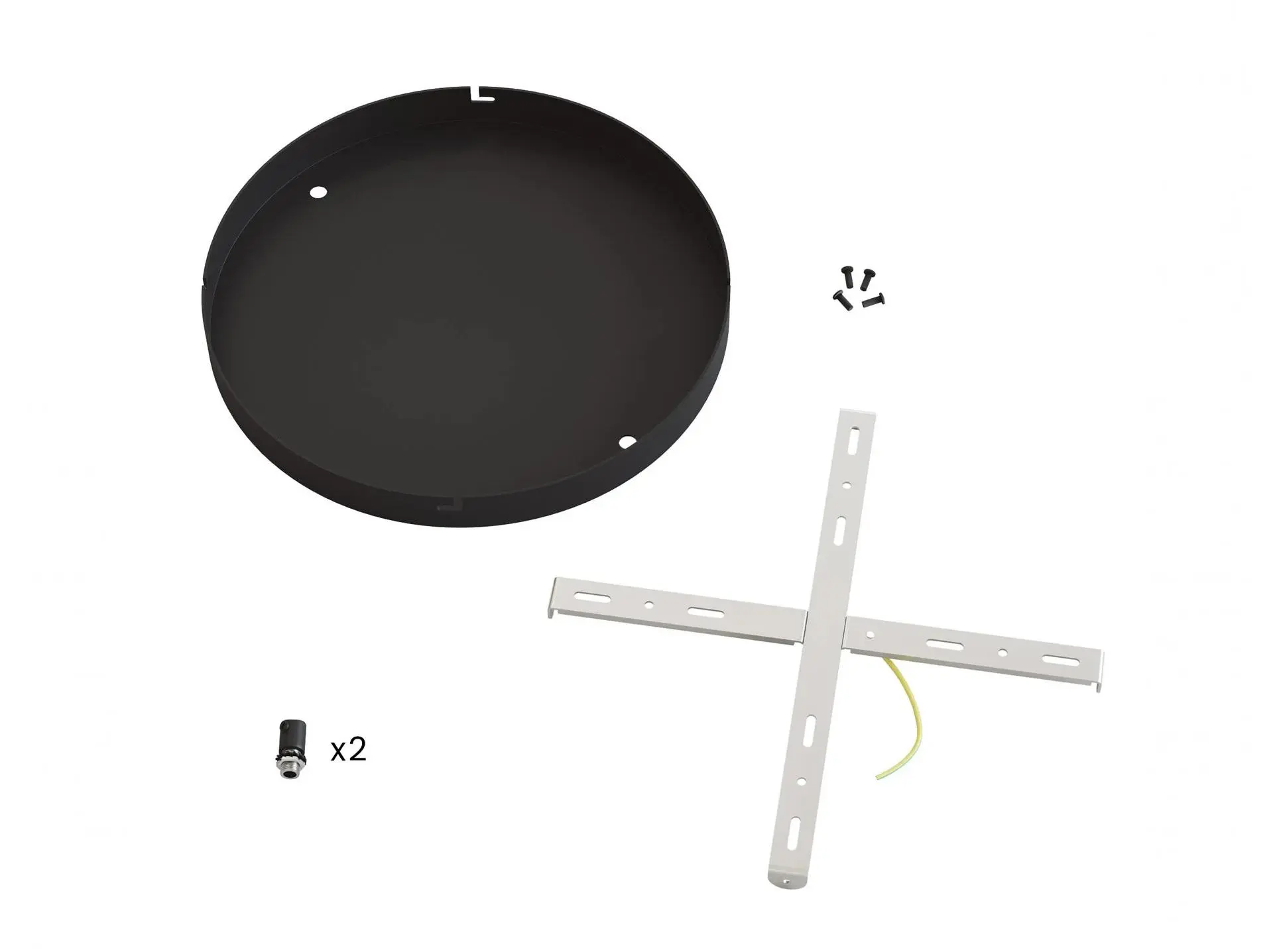 Plafondkap metaal plat zwart met 2 gaten en beugel - XL - 30cm