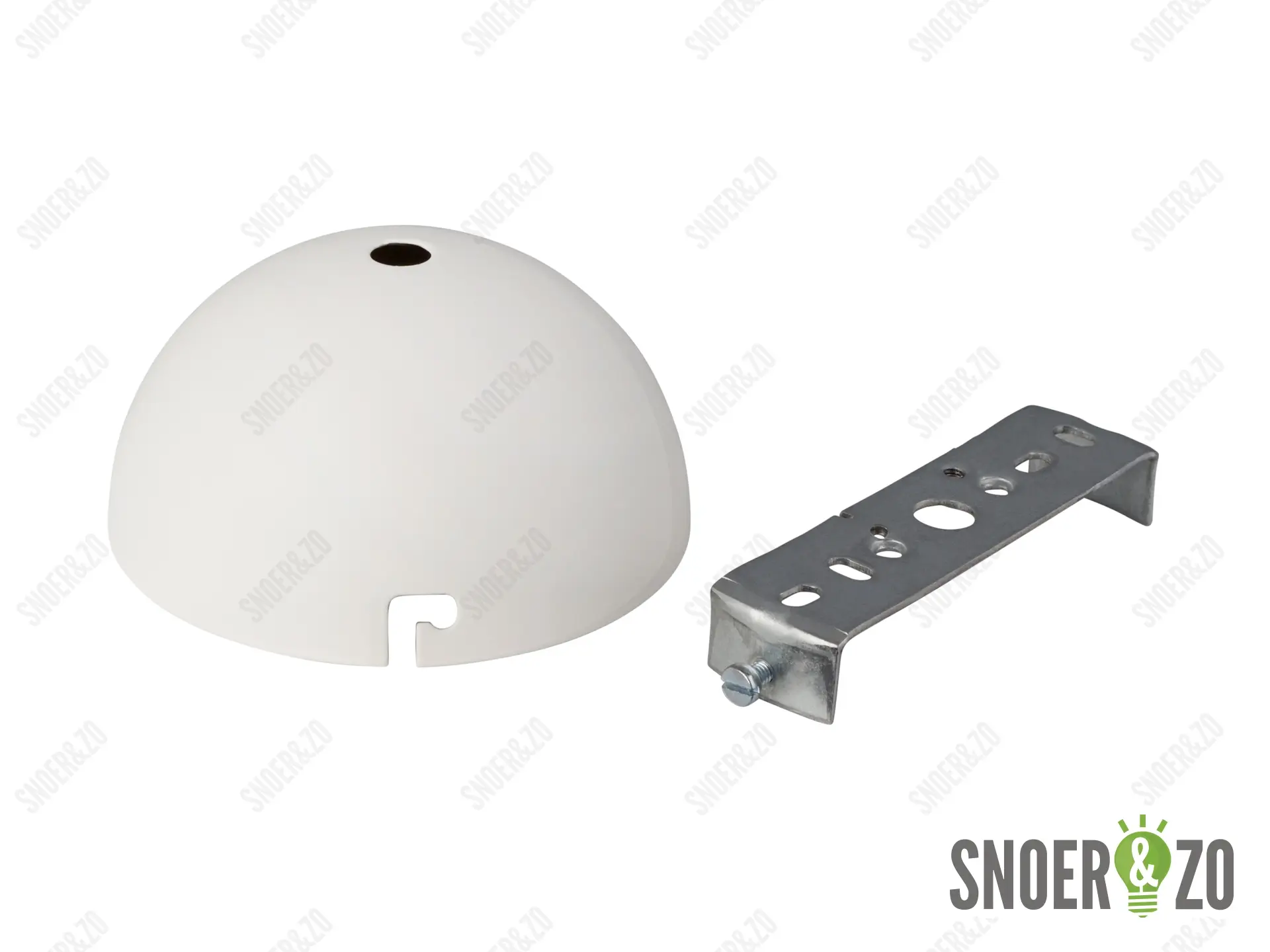 Plafondkap metaal rond wit met beugel