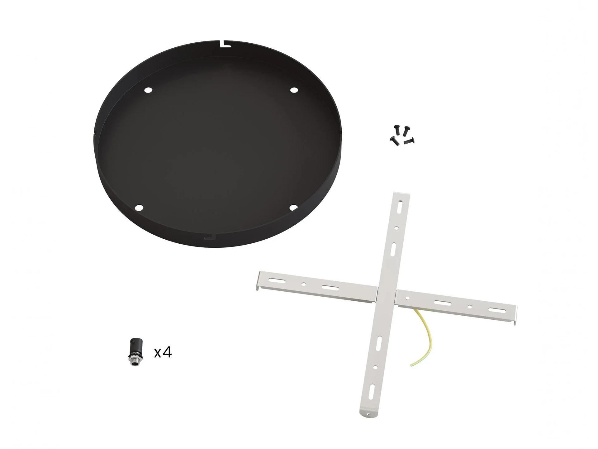 Plafondkap metaal zwart wit met 4 gaten en beugel - XL - 30cm