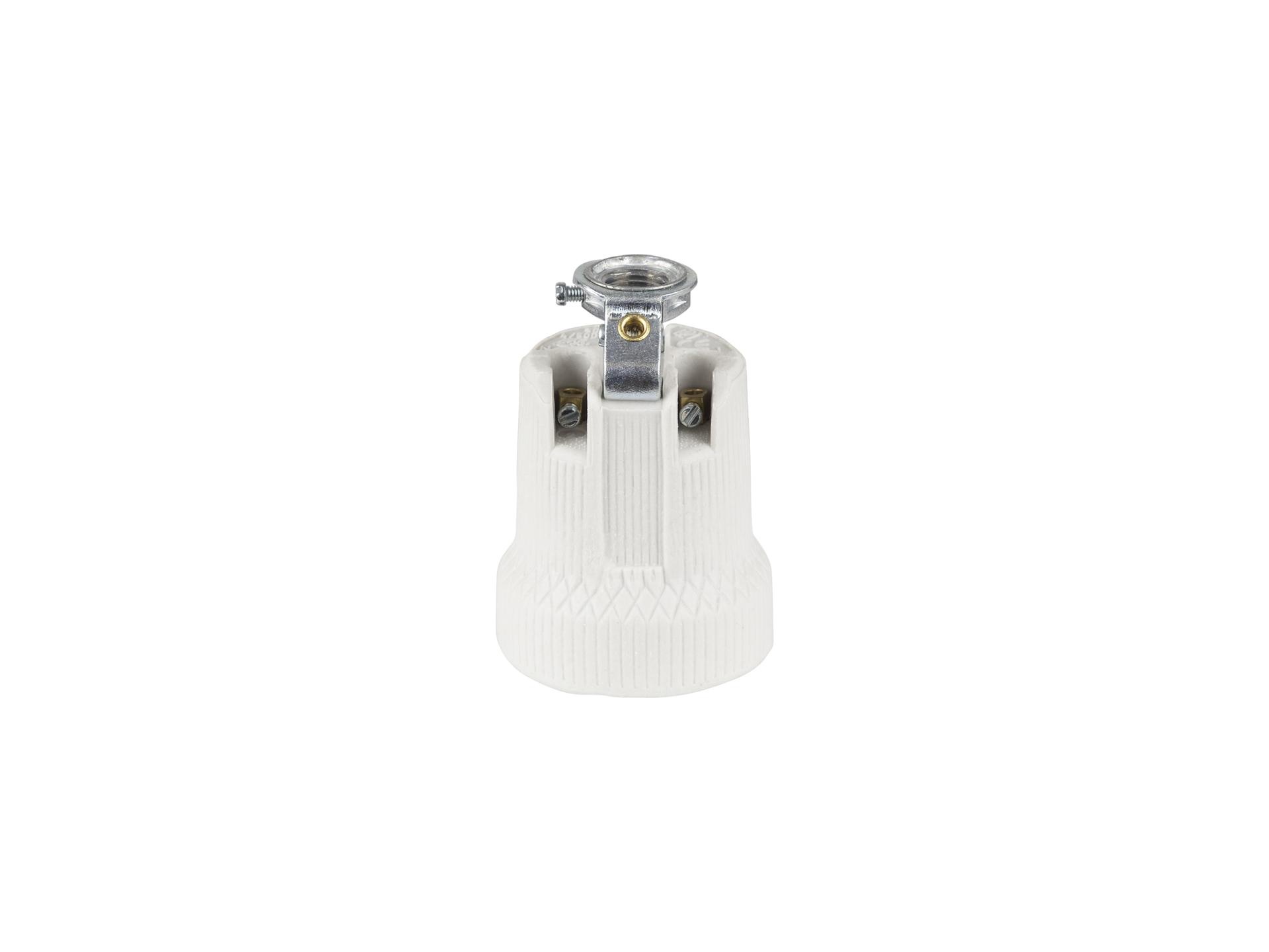 Porselein fitting E27 met montagebeugel M10x1 met aarde aansluiting