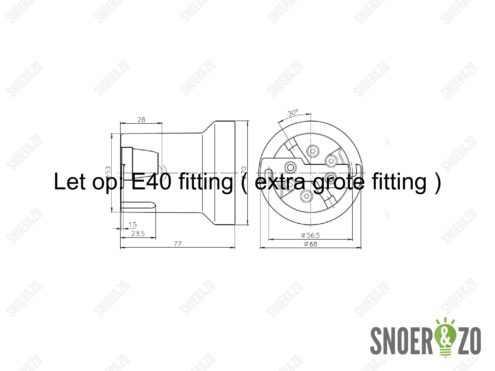 Porselein fitting E40 met montagebeugel
