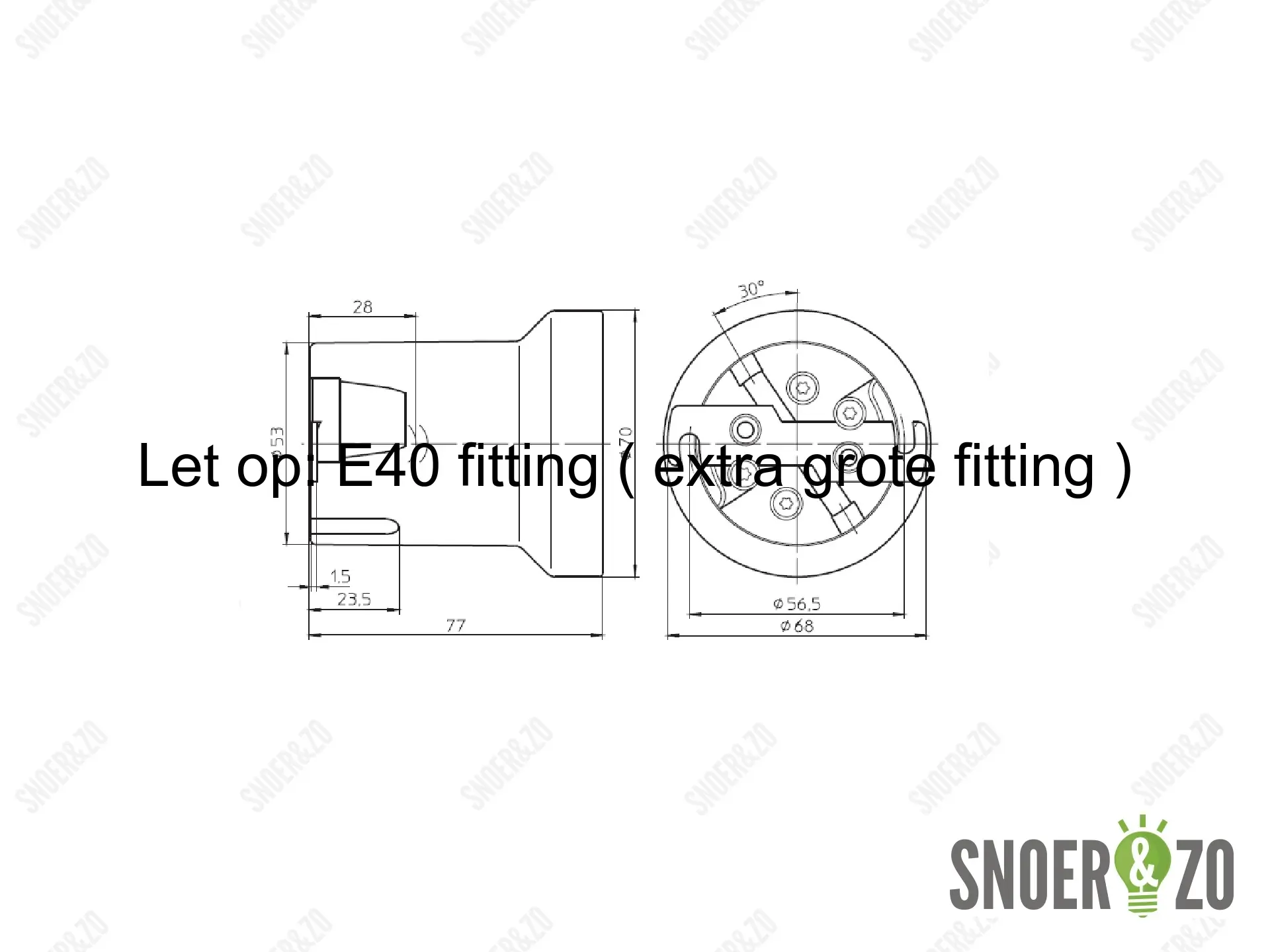 Porselein fitting E40 met montagebeugel