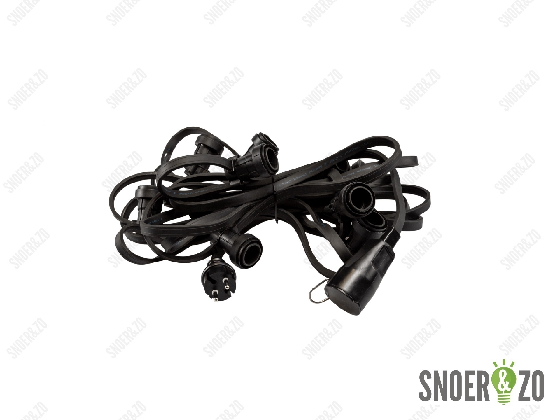 Prikkabelset 10 meter met 10 fittingen E27 IP44 zwart