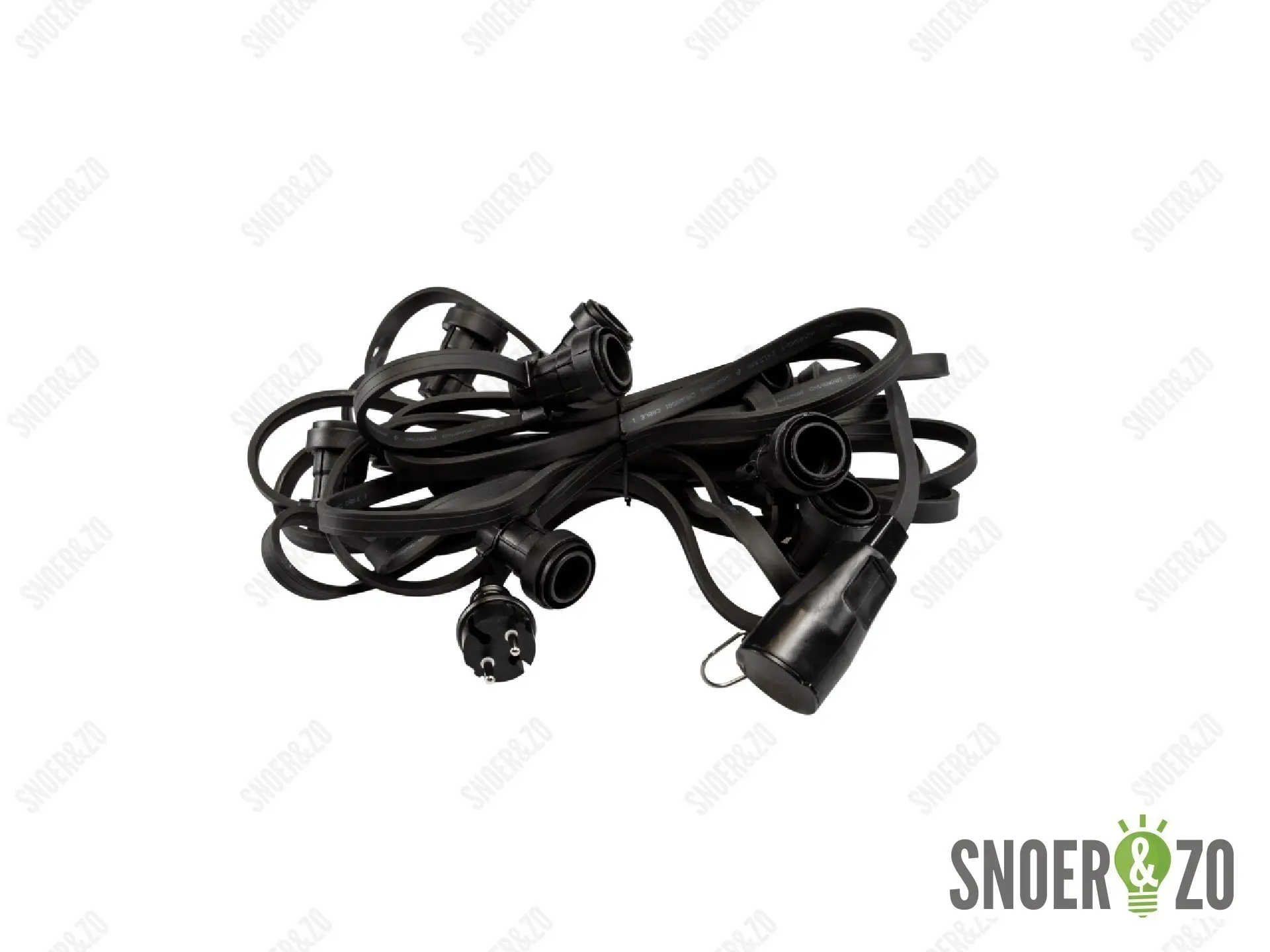 Prikkabelset 10 meter met 10 fittingen E27 IP44 zwart