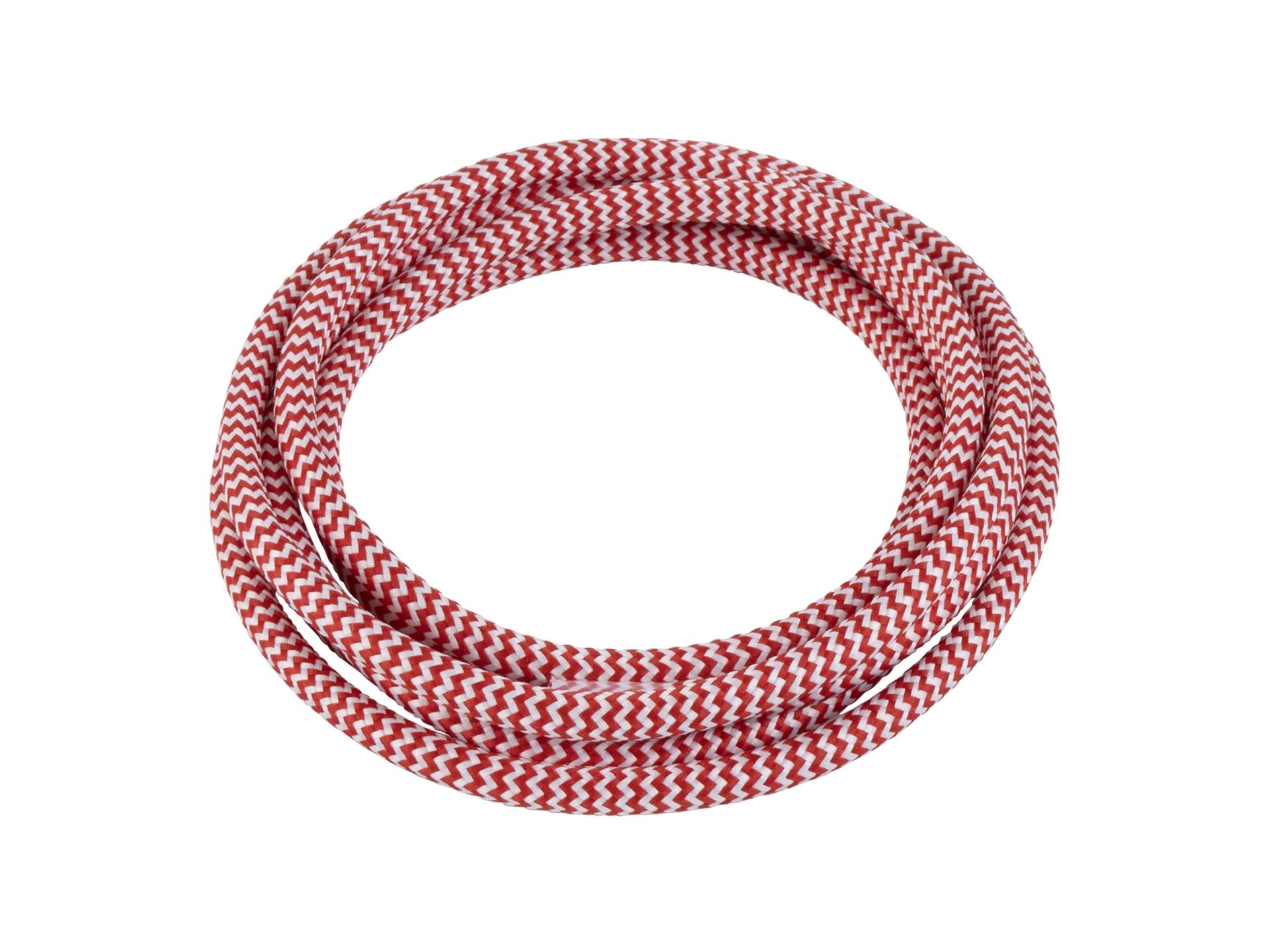 Rood met wit strijkijzersnoer - zigzag motief - 2 aderig