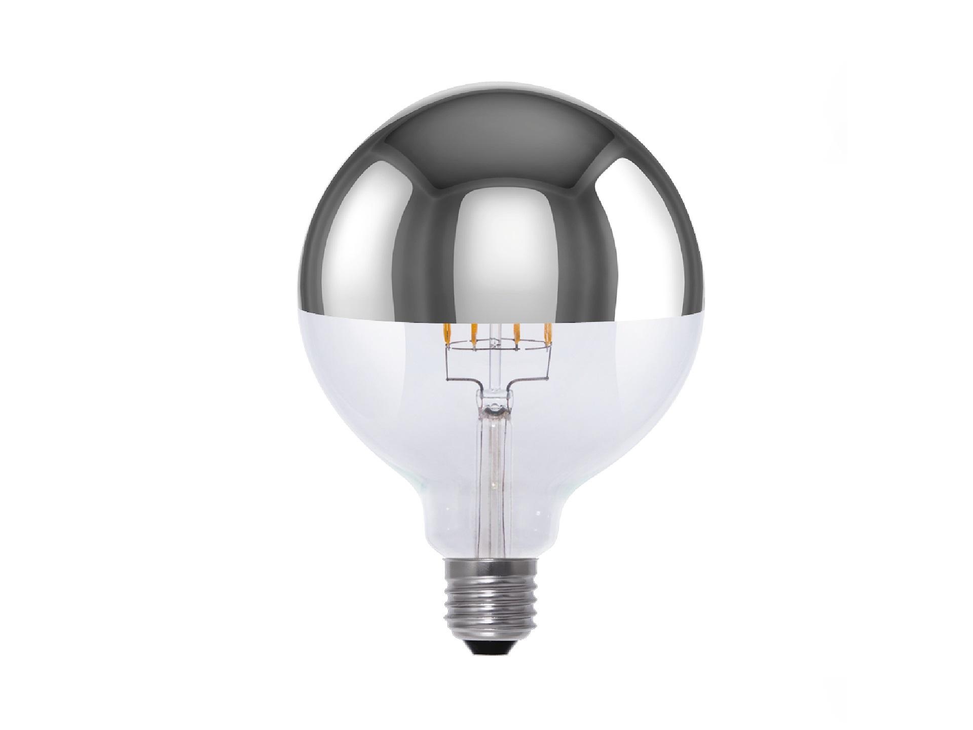 Segula Vintage line LED filament globe 125mm kopspiegellamp 5.5W E27 zilver dimbaar