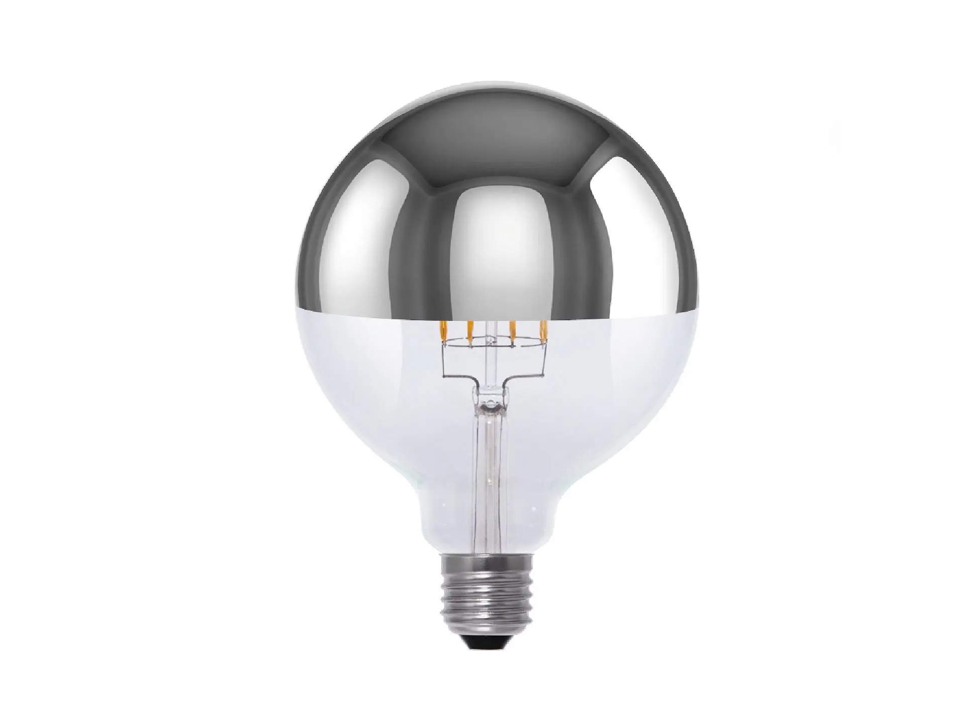 Segula Vintage line LED filament globe 125mm kopspiegellamp 5.5W E27 zilver dimbaar