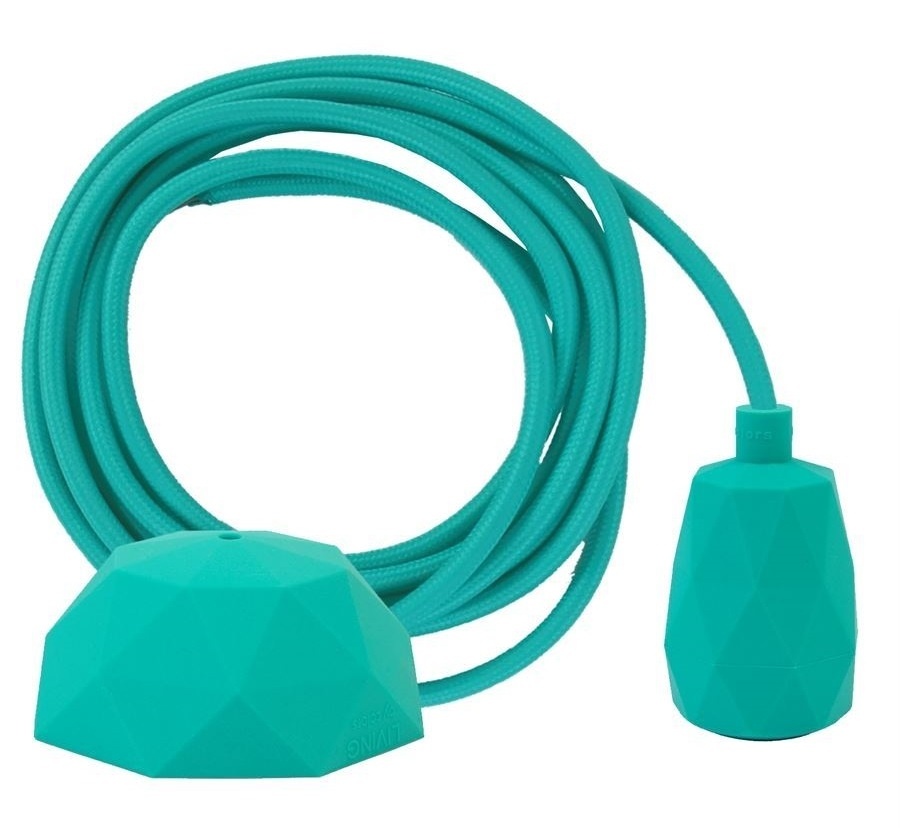 Snoerpendel E27 siliconen turquoise - 300 cm - facet
