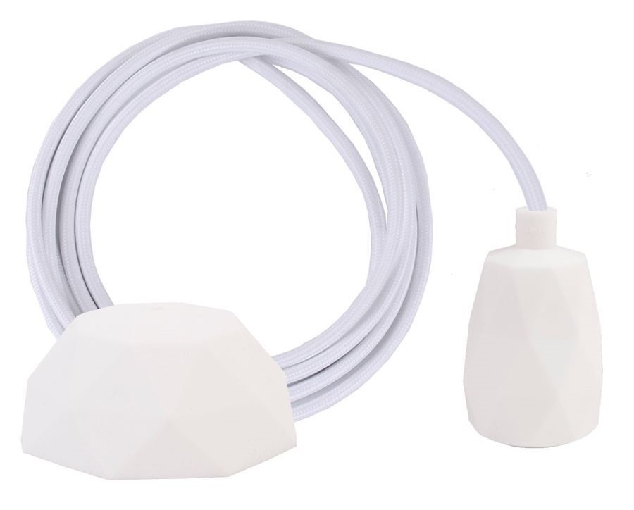 Snoerpendel E27 siliconen wit - 300 cm - facet