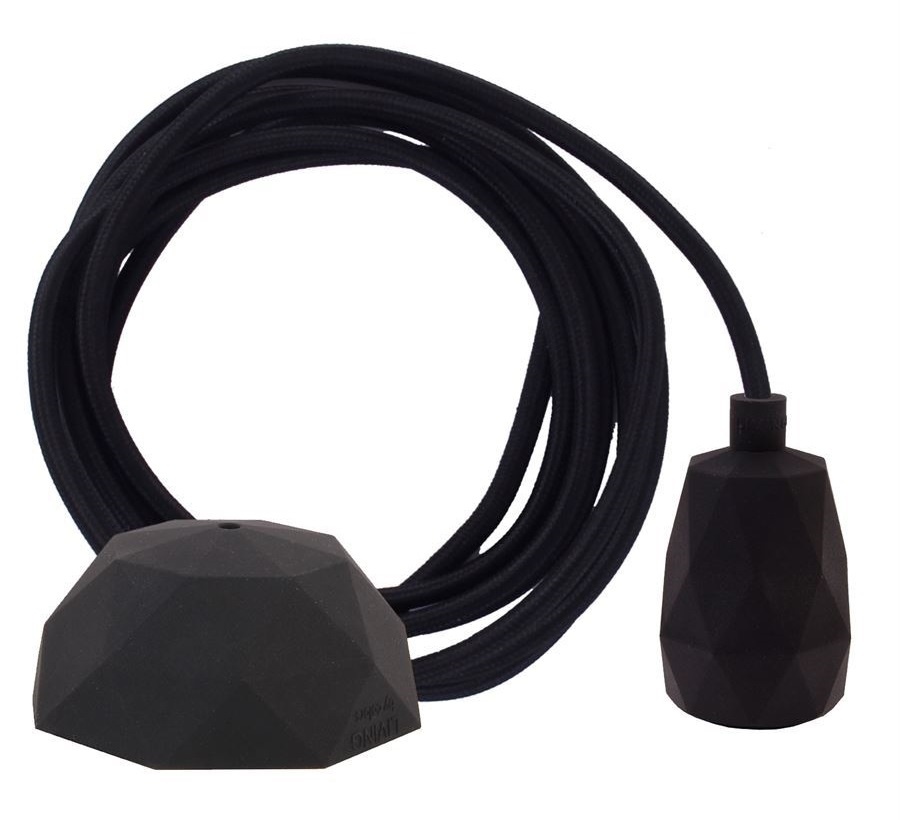 Snoerpendel E27 siliconen zwart - 300 cm - facet