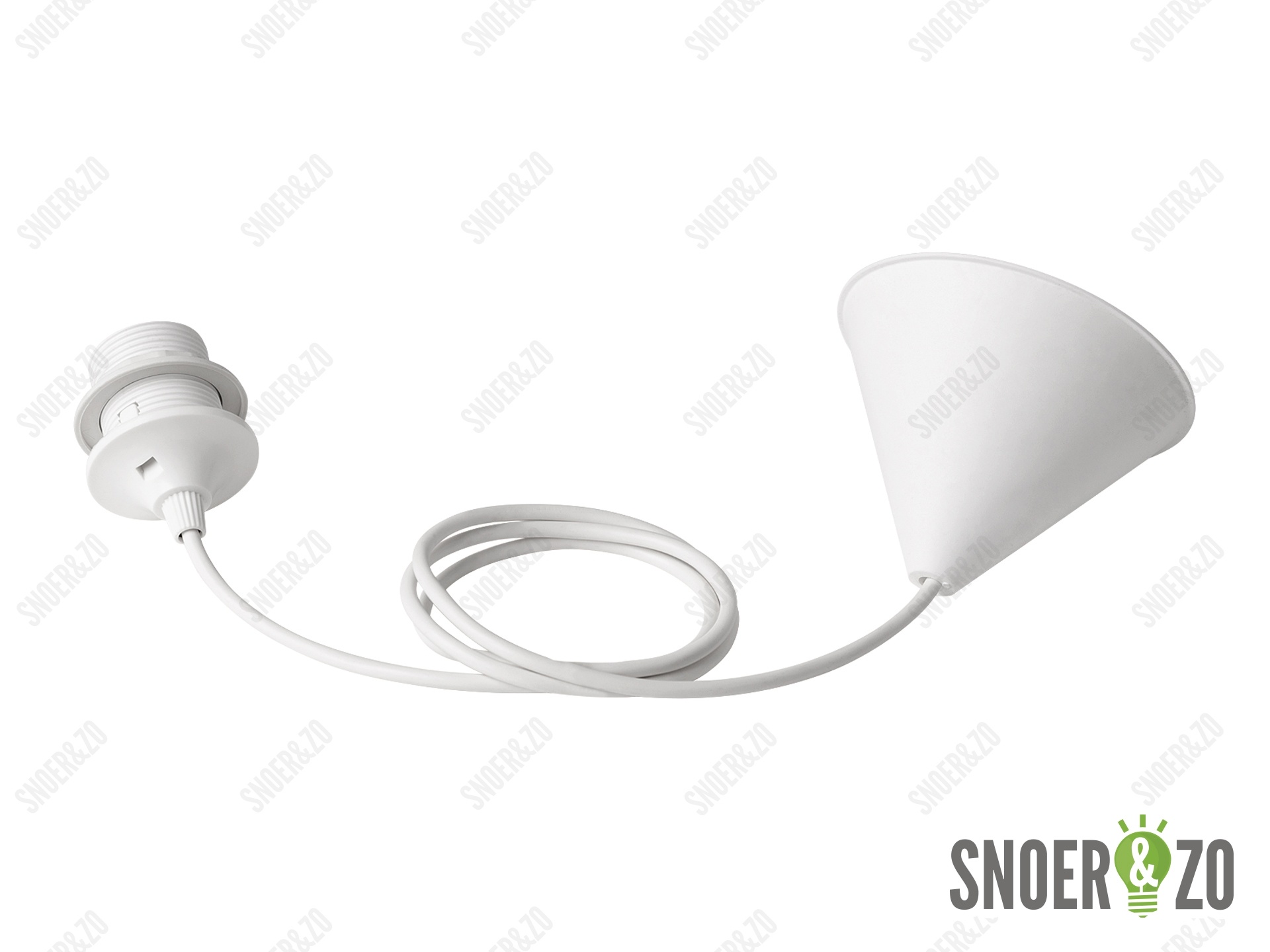 Snoerpendel E27 wit - 140 cm - met plafondkap
