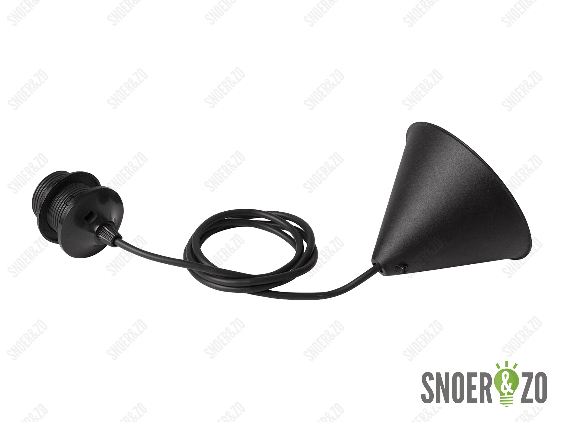 Snoerpendel E27 zwart - 80 cm - met plafondkap