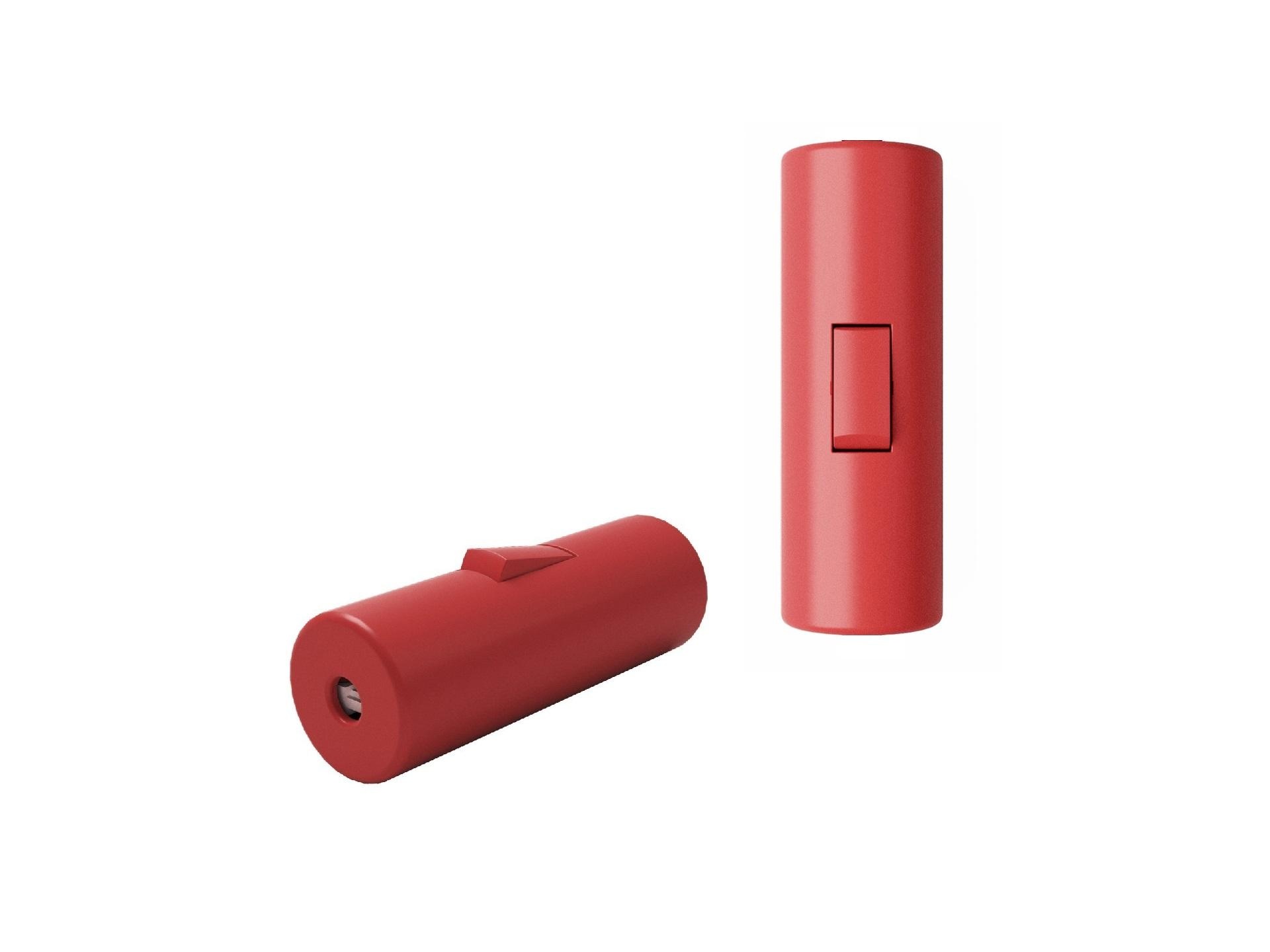 Snoerschakelaar rood cilinder met druk knop