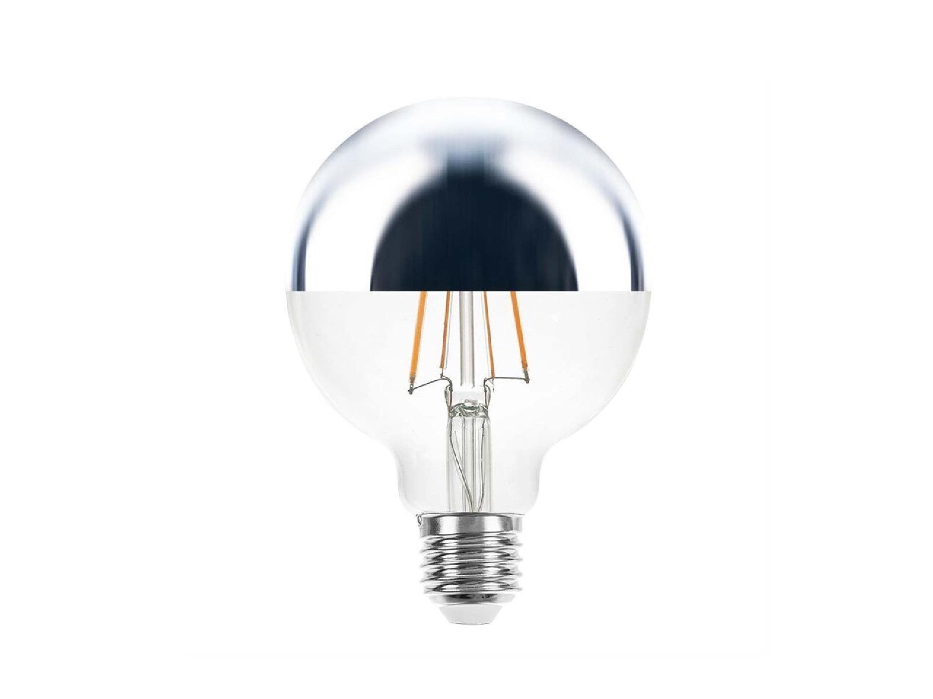 SPL LED filament globe 95mm kopspiegellamp 7W E27 zilver dimbaar