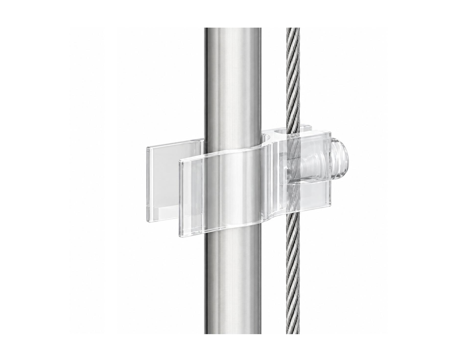 Staalkabel snoergeleider clip - flex klein model  - voor stroomdraad 5-6mmØ  en staalkabel 1-2mmØ