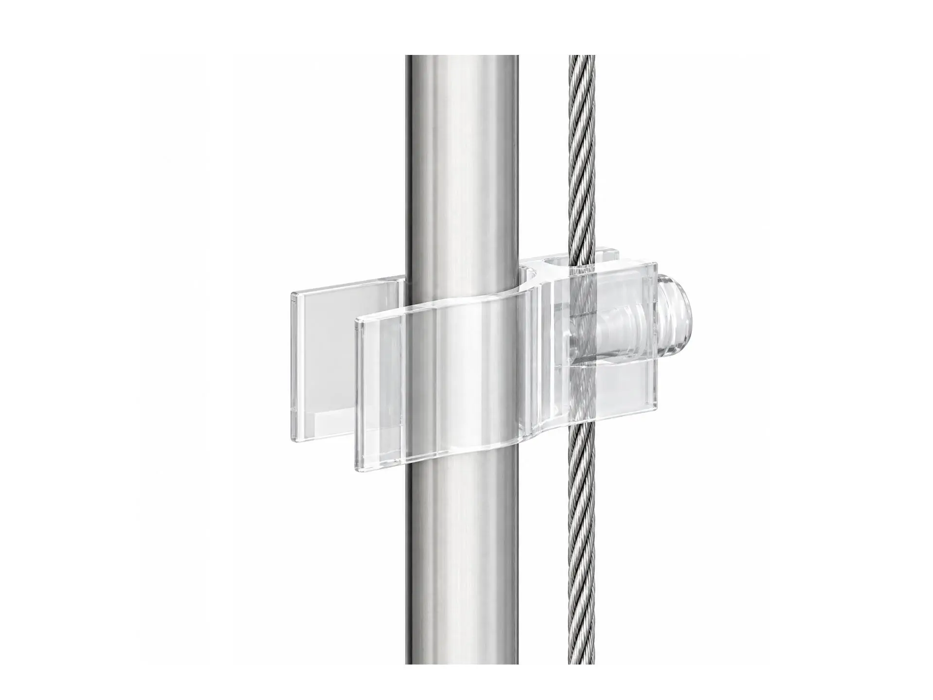Staalkabel snoergeleider clip - flex klein model  - voor stroomdraad 5-6mmØ  en staalkabel 1-2mmØ
