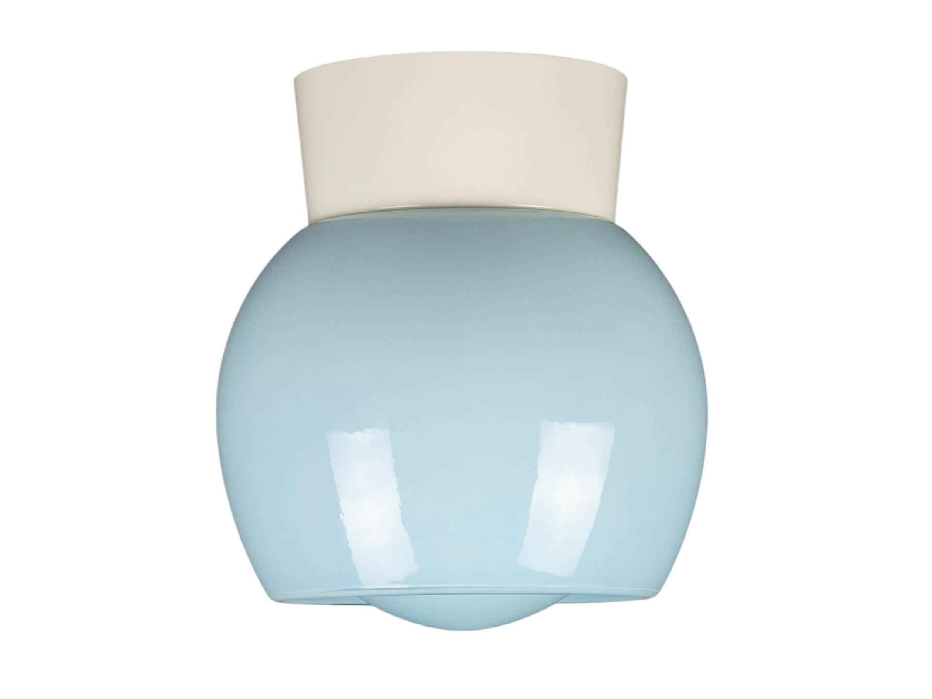 Thabur plafonnière knop blauw met witte houder
