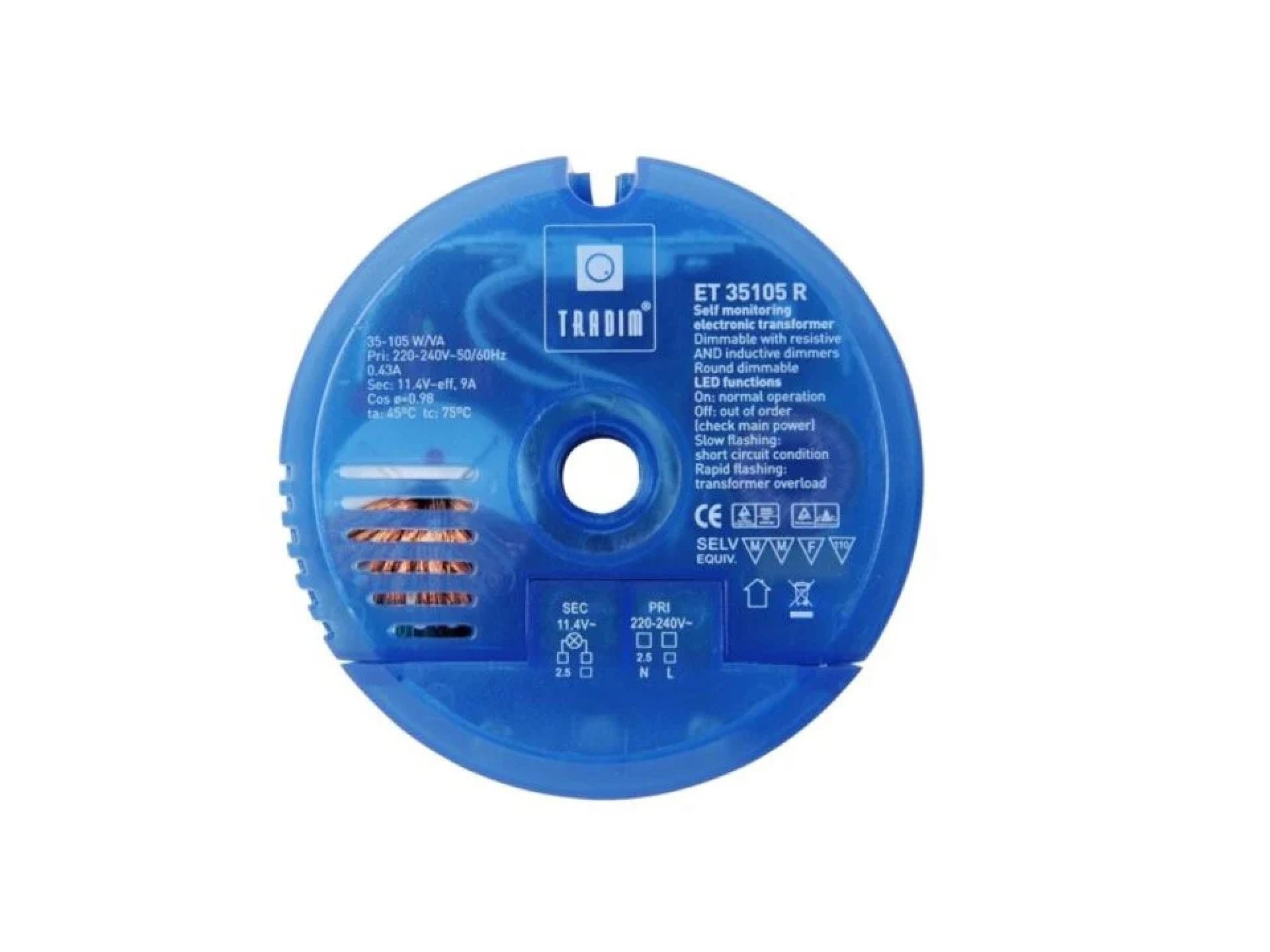 Tradim ronde halogeen transformator - ET35105W - 35W tot 105W 12V
