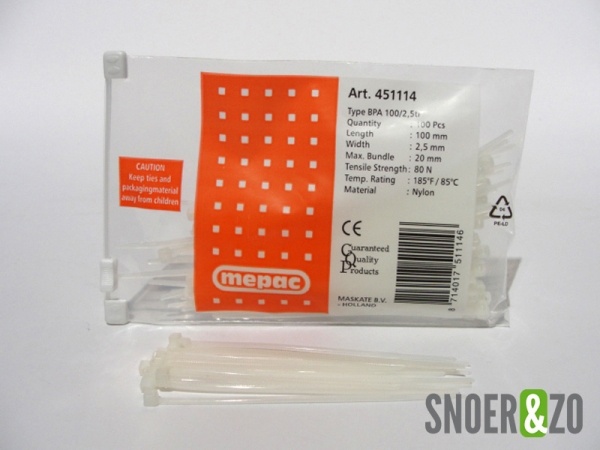 Tyraps - lengte 10 cm transparant Tyraps - lengte 10 cm transparant