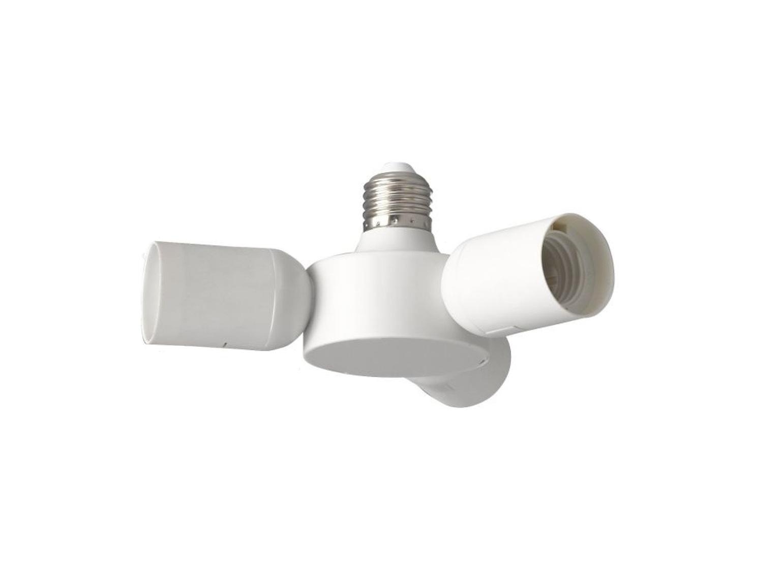 Verloop fitting van E27 naar 3 x E27 fitting wit