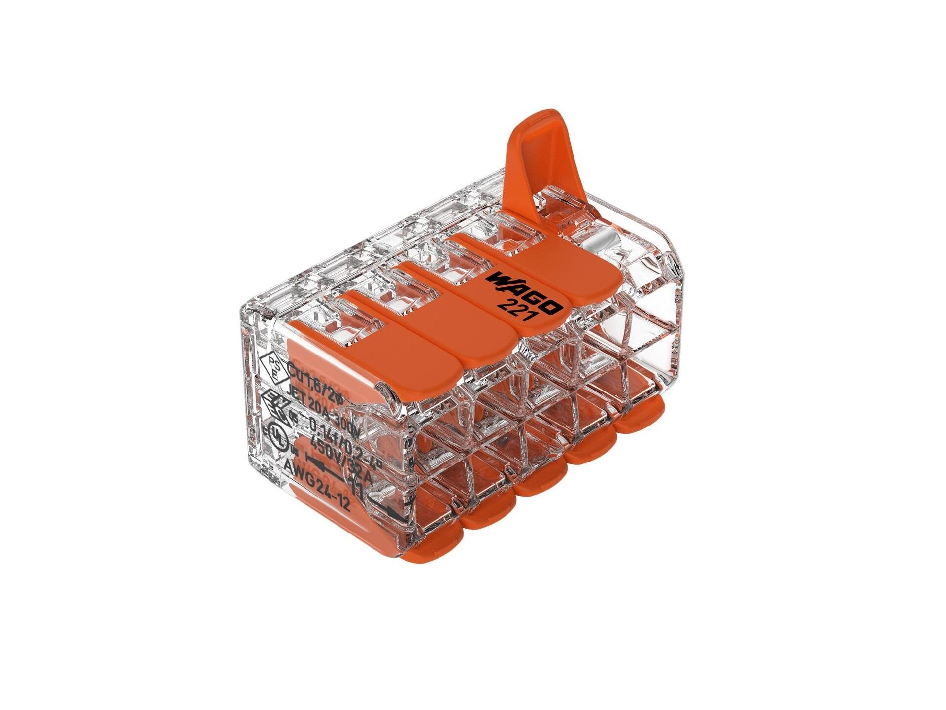 WAGO-Compact-Verbindungsklemme, 3-fach, orange, 100 Stück WAGO-Compact-Verbindungsklemme, 3-fach, orange, 100 Stück