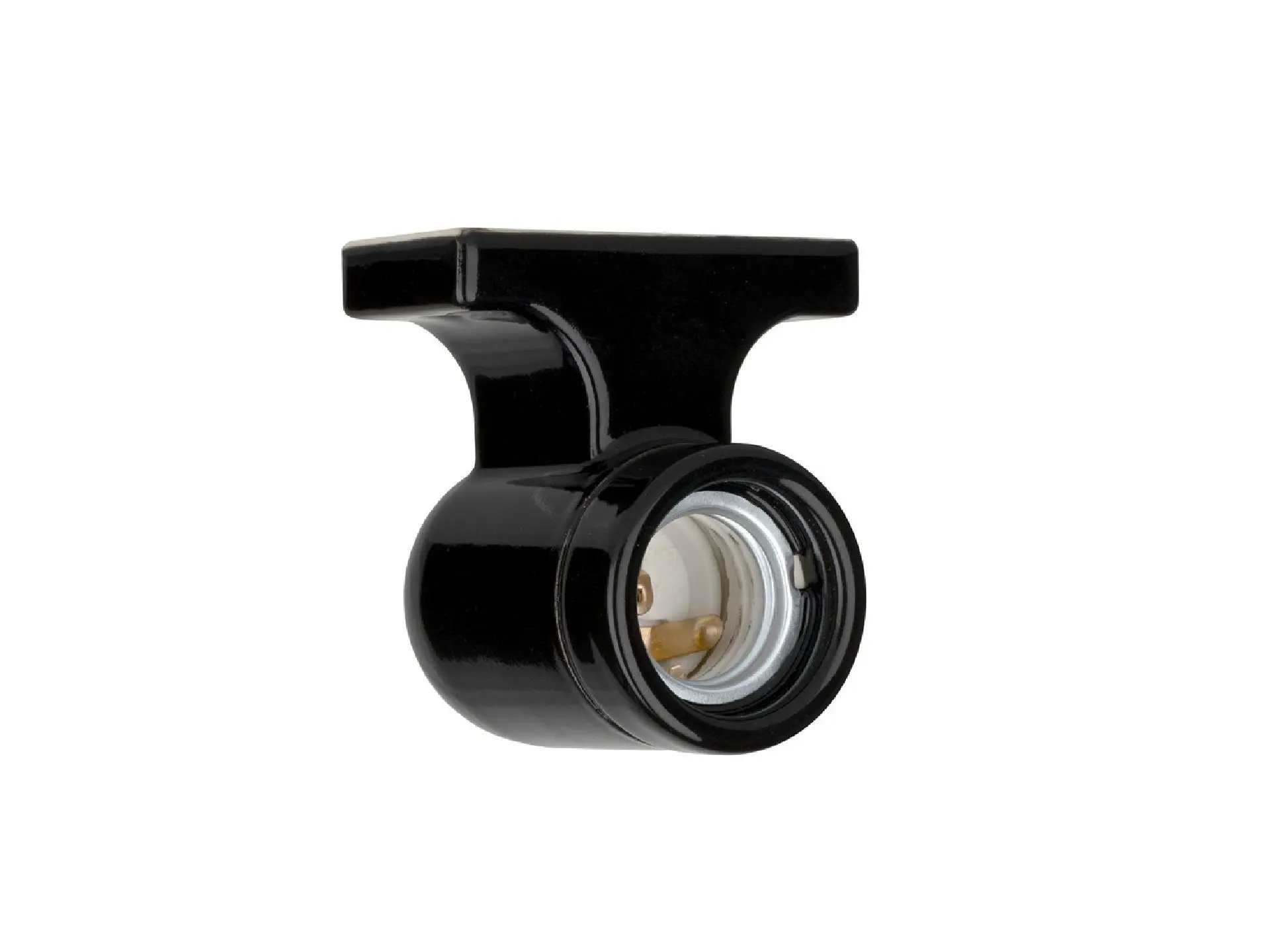 Wandlamp porselein haak E27 zwart