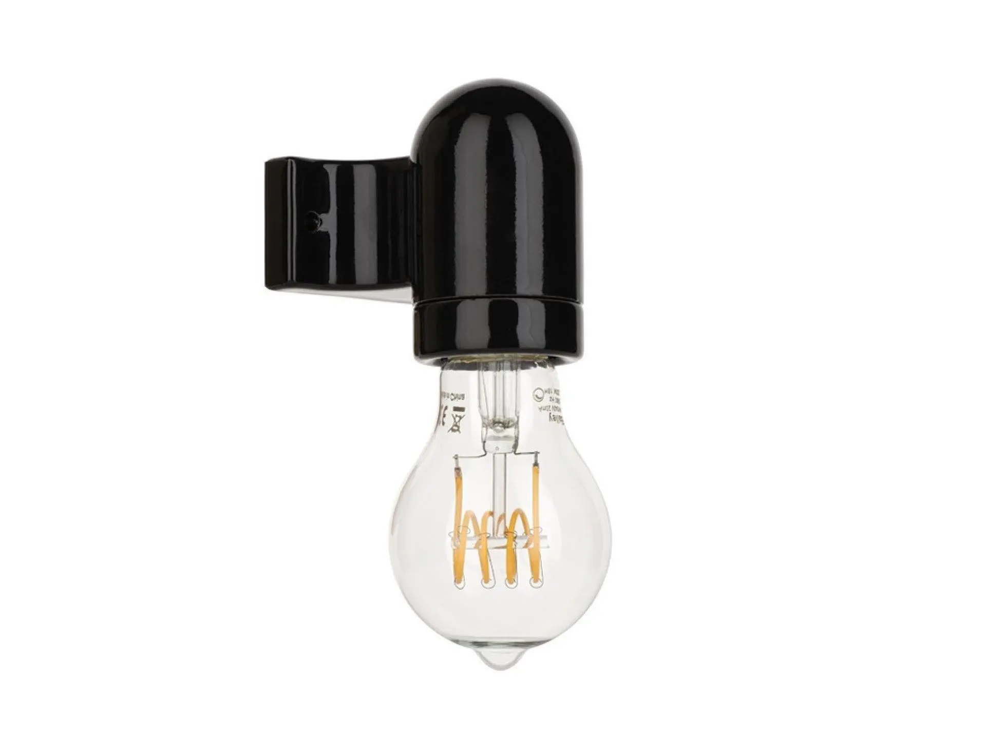 Wandlamp porselein haak E27 zwart