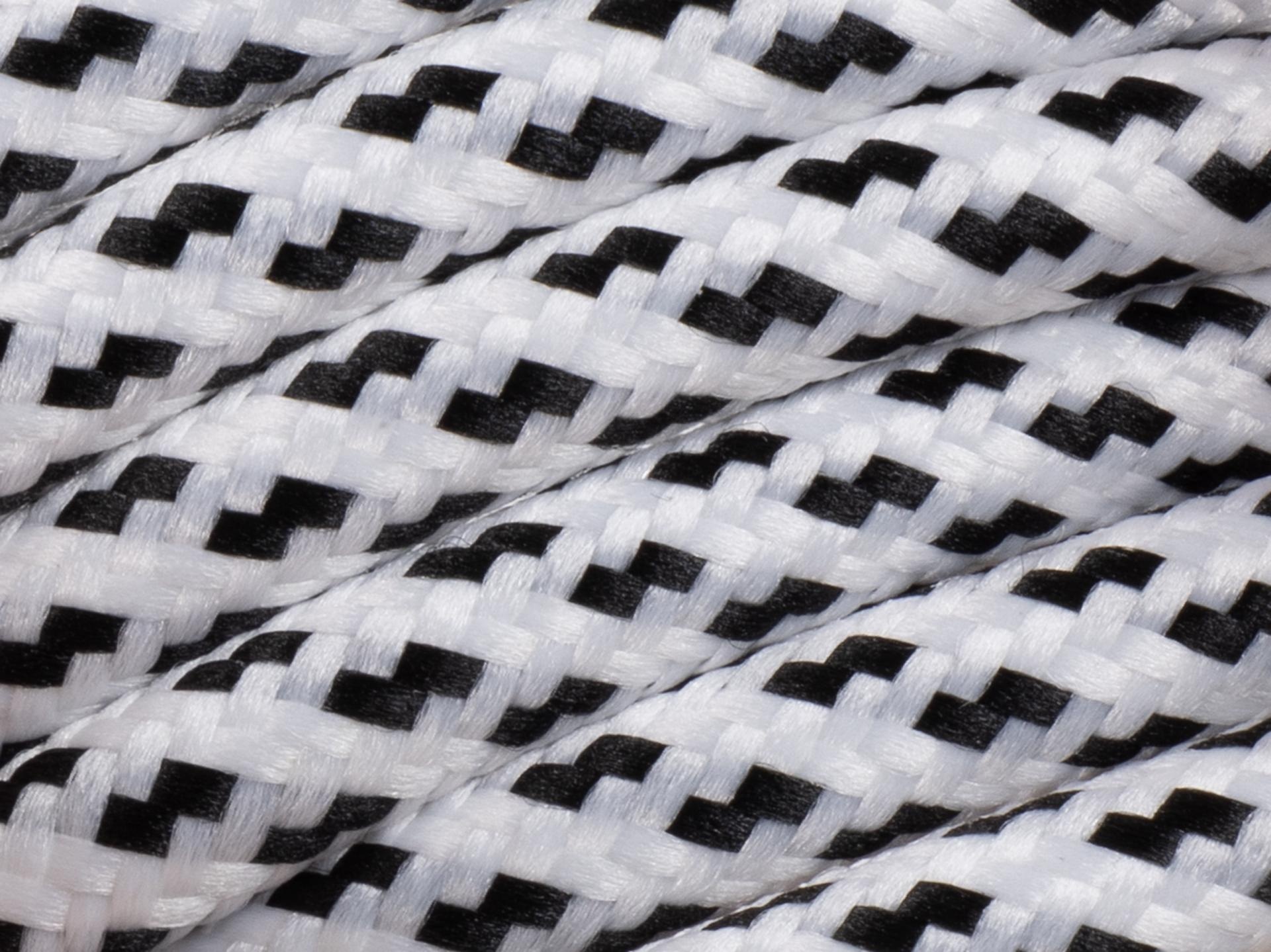 Wit met zwart strijkijzersnoer - flake motief - 2 aderig