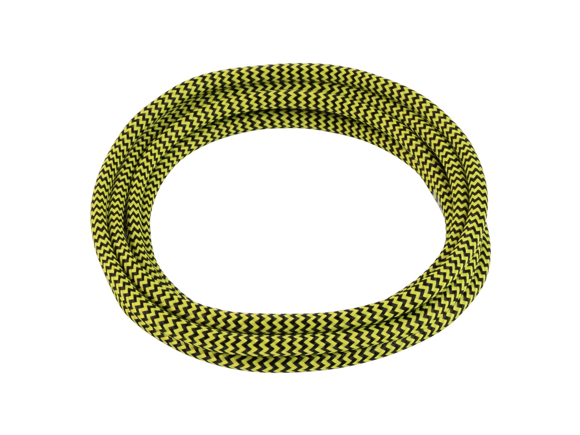 Zwart met geel strijkijzersnoer - zebra motief - 2 aderig