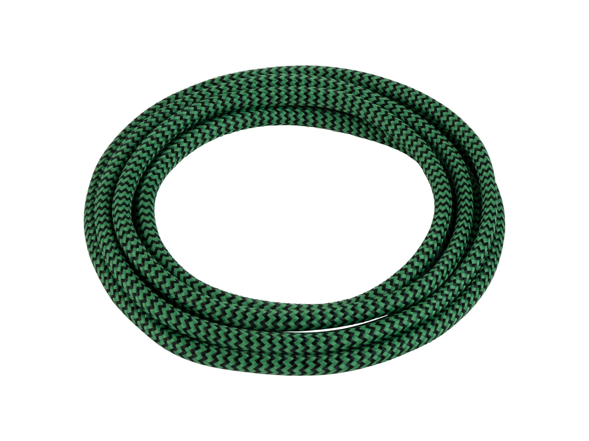Zwart met groen strijkijzersnoer - zigzag motief - 2 aderig