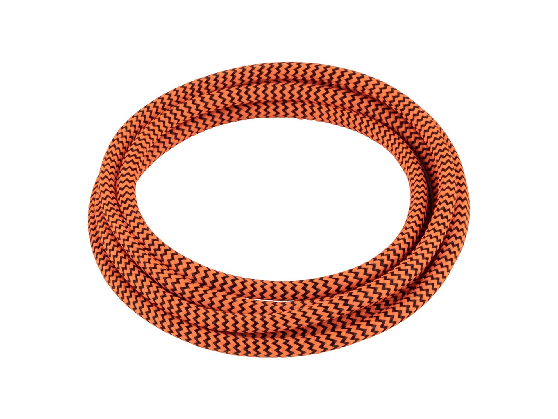 Zwart met oranje strijkijzersnoer - zigzag motief - 2 aderig