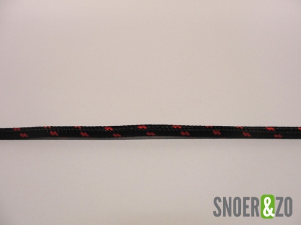 Zwart met rood strijkijzersnoer - flex motief - 2 aderig