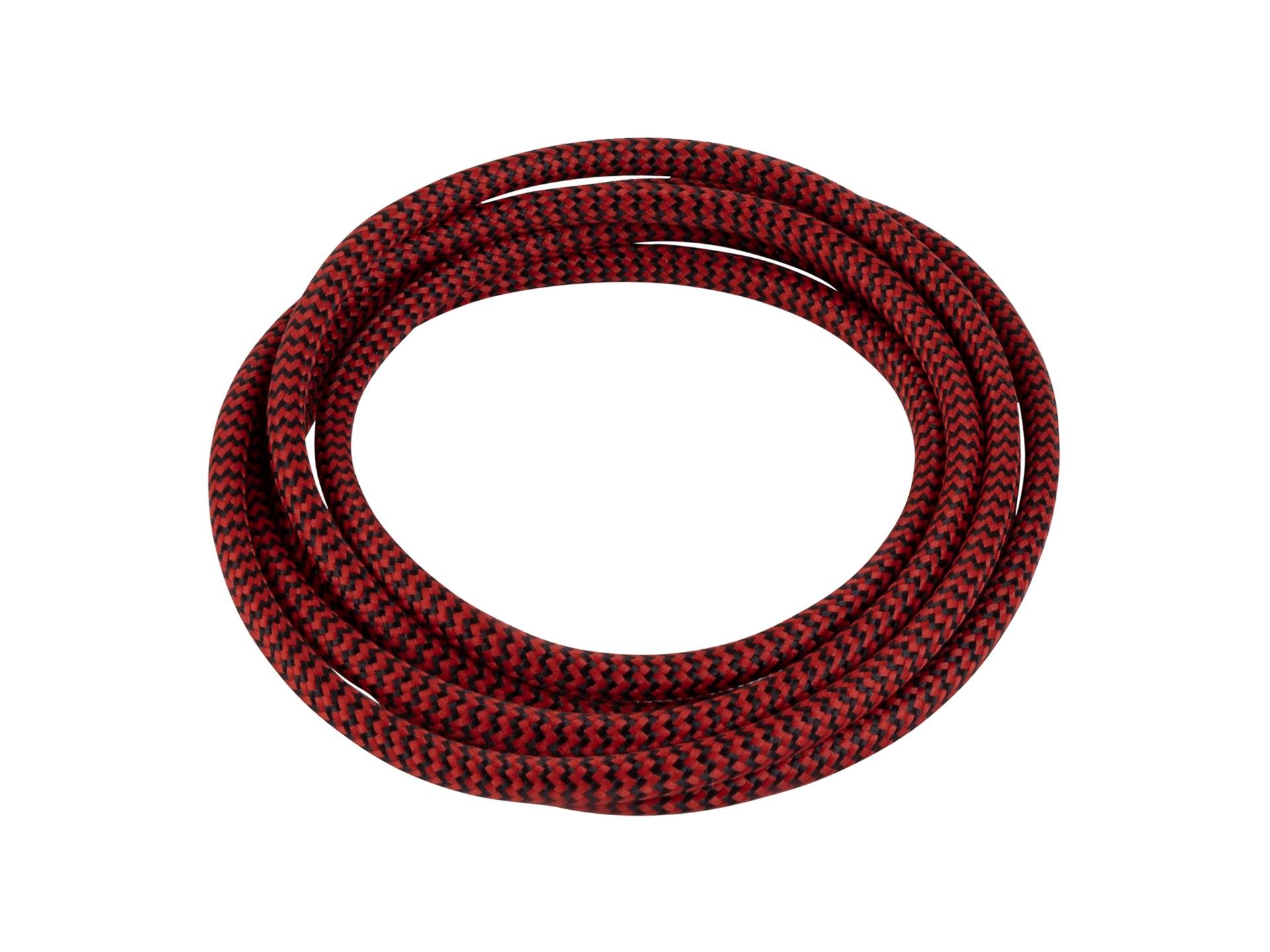 Zwart met rood strijkijzersnoer - zebra motief - 2 aderig