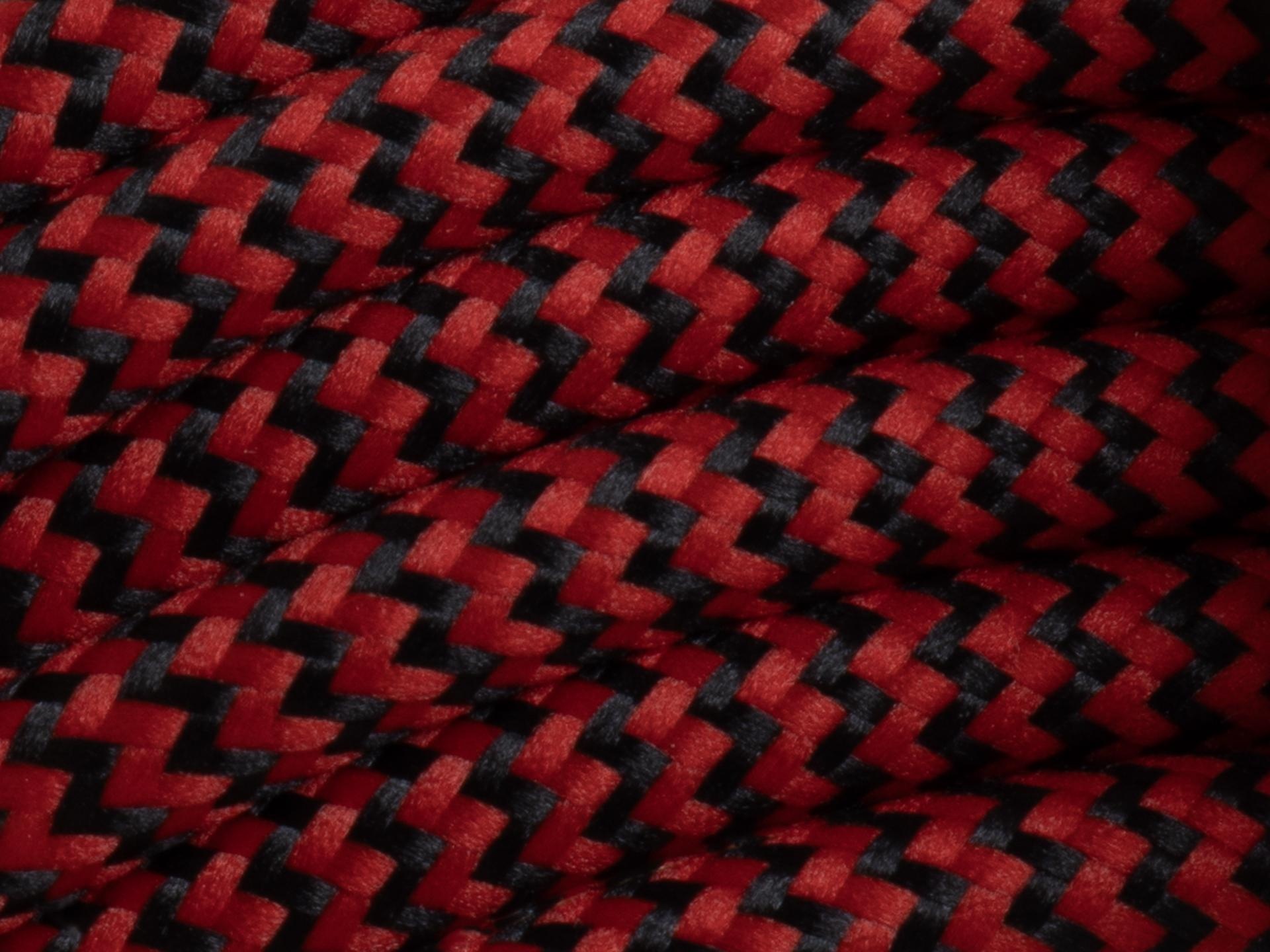 Zwart met rood strijkijzersnoer - zigzag motief - 2 aderig