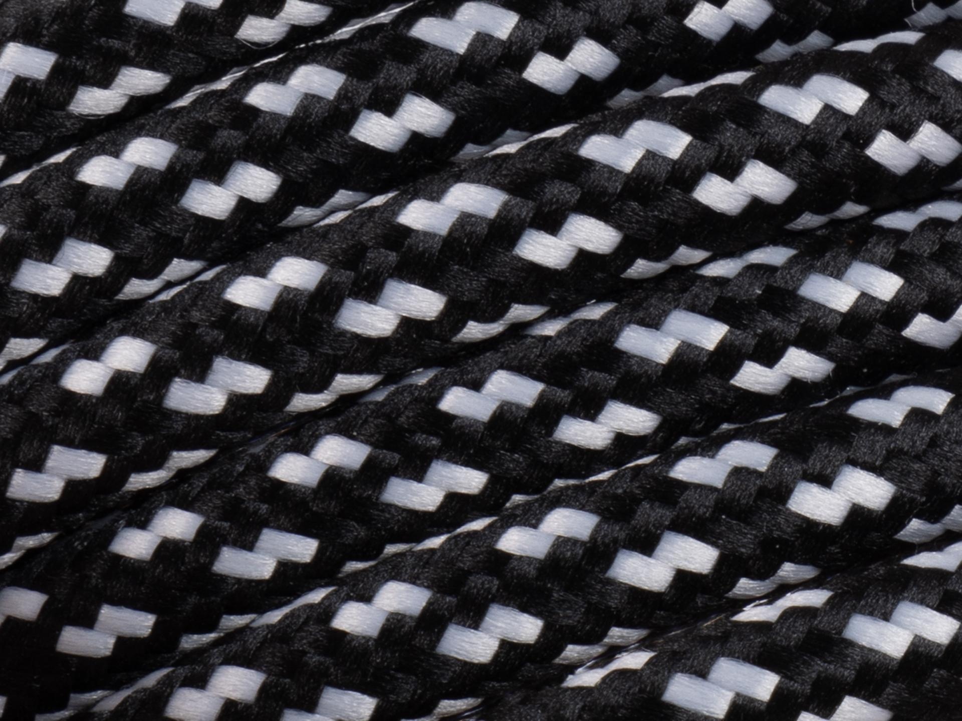 Zwart met wit strijkijzersnoer - flake motief - 2 aderig