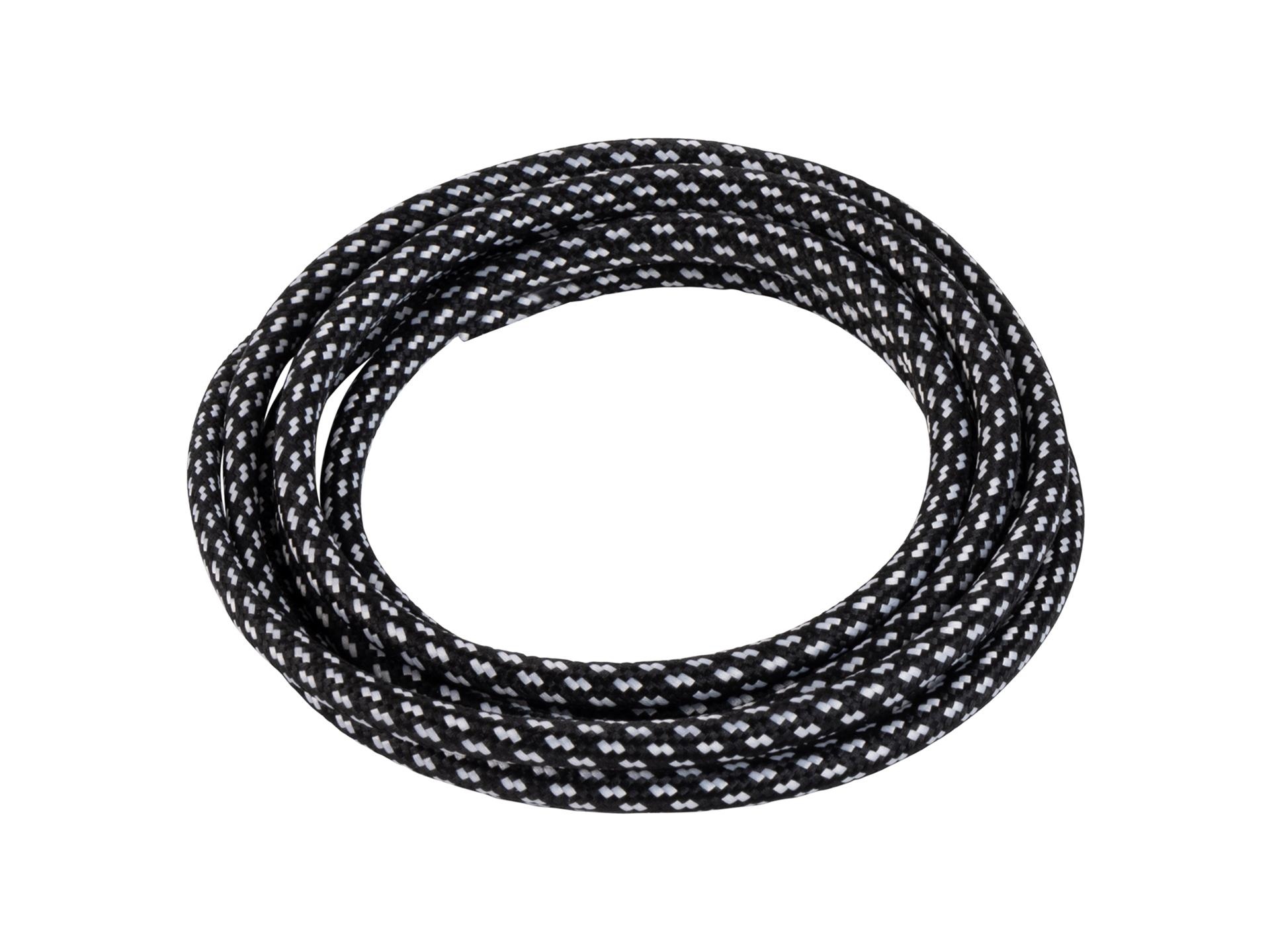 Zwart met wit strijkijzersnoer - flake motief - 2 aderig