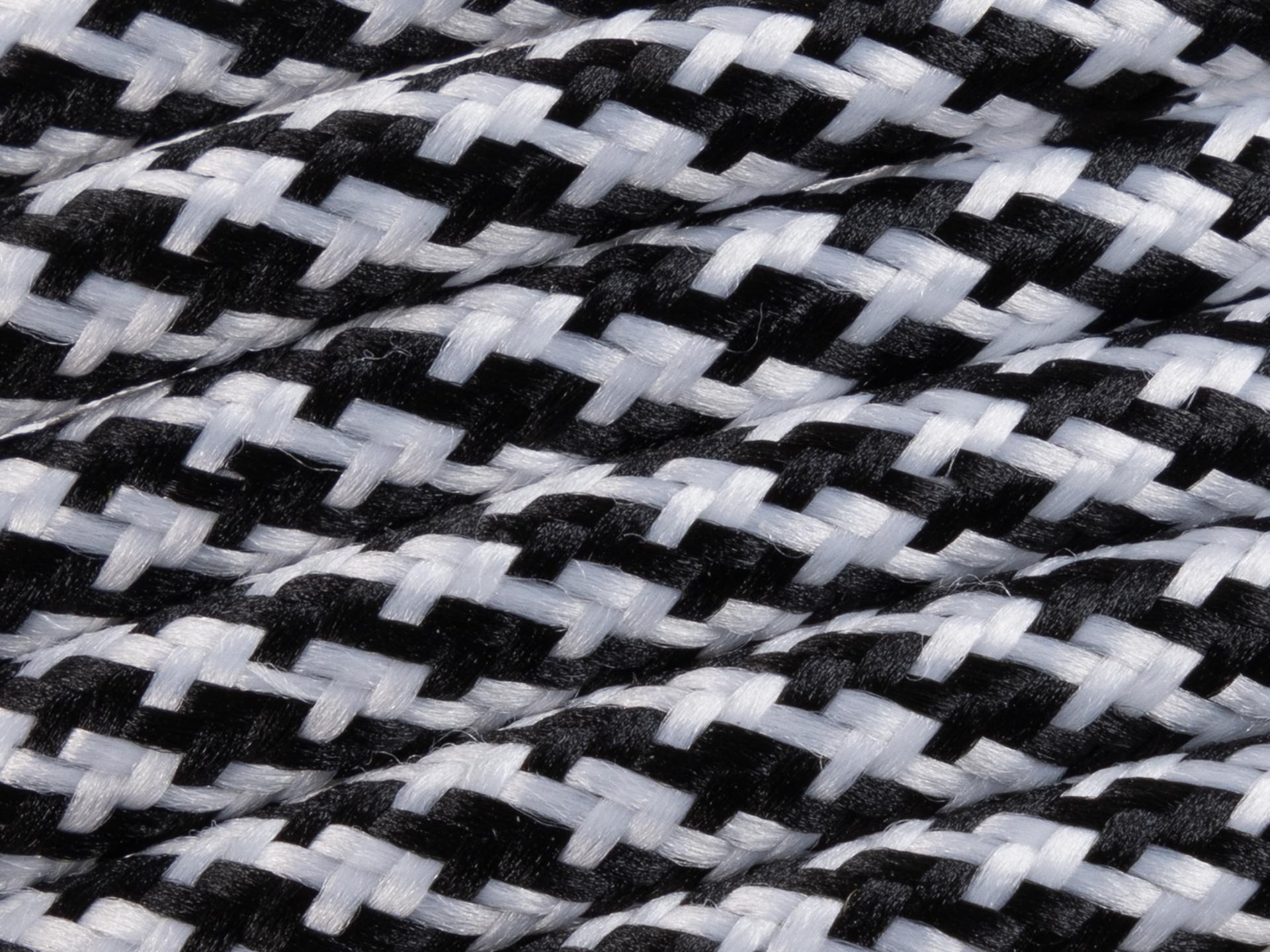 Zwart met wit strijkijzersnoer - mix motief - 2 aderig