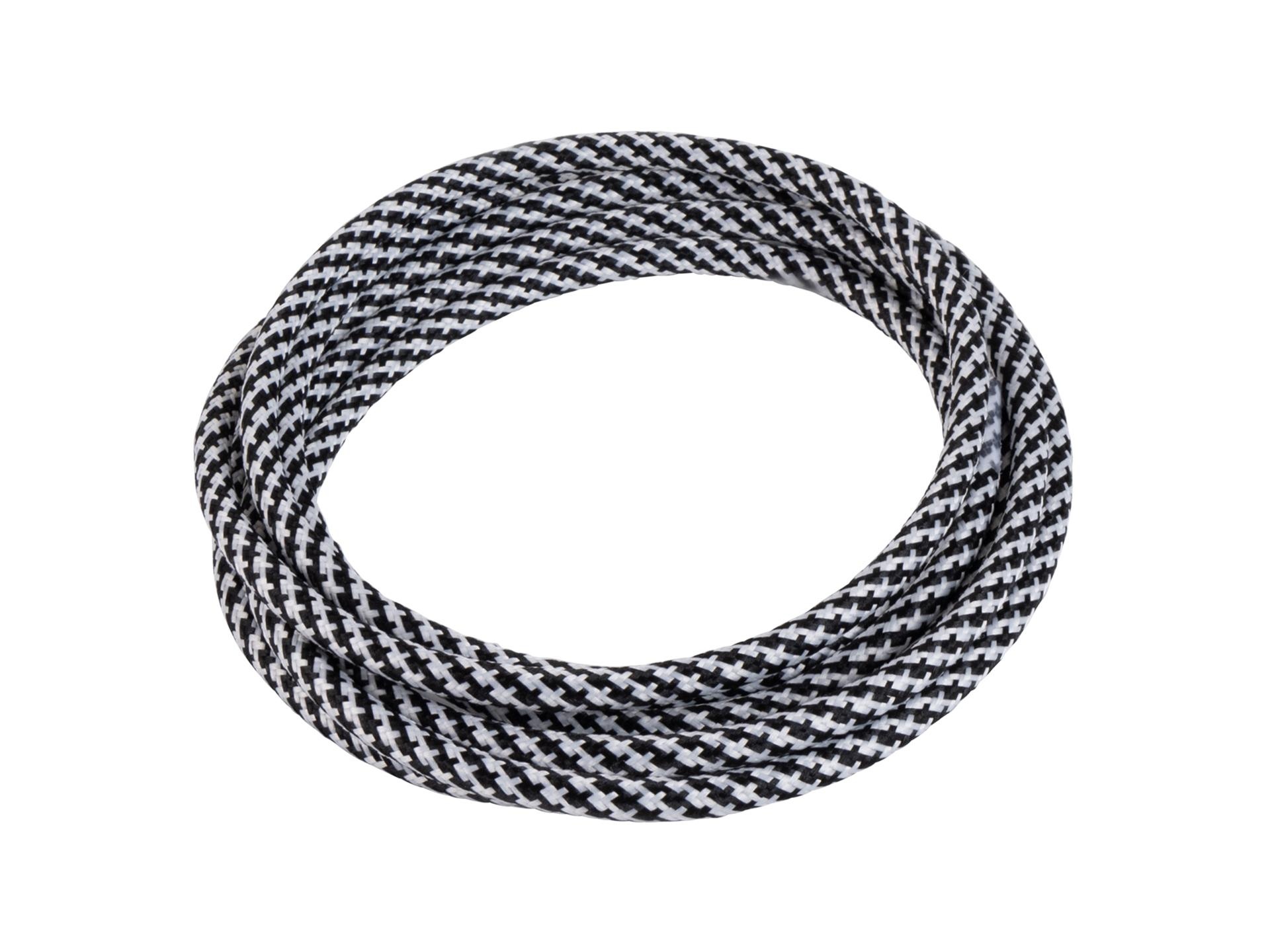 Zwart met wit strijkijzersnoer - mix motief - 2 aderig