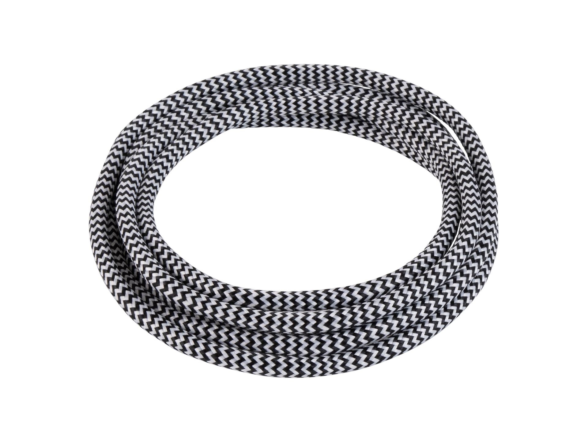 Zwart met wit strijkijzersnoer - zebra motief - 2 aderig