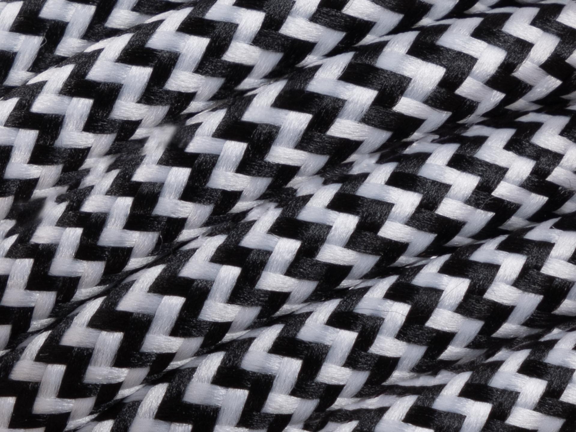 Zwart met wit strijkijzersnoer - zigzag motief - 2 aderig