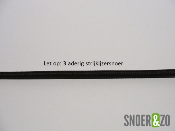 Zwart strijkijzersnoer - 3 aderig Zwart strijkijzersnoer - 3 aderig