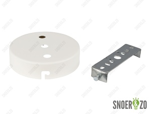 Plafondkap metaal plat wit met 3 gaten en beugel