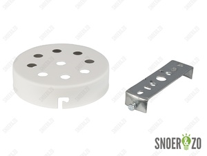 Plafondkap metaal plat wit met 9 gaten en beugel