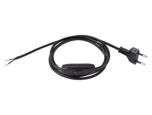 Aansluitsnoer met stekker en snoerschakelaar - 2x0.75mm² - 170 cm - zwart