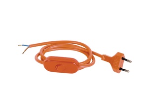 Aansluitsnoer met stekker en snoerschakelaar - 2x0.75mm² - 200 cm - oranje